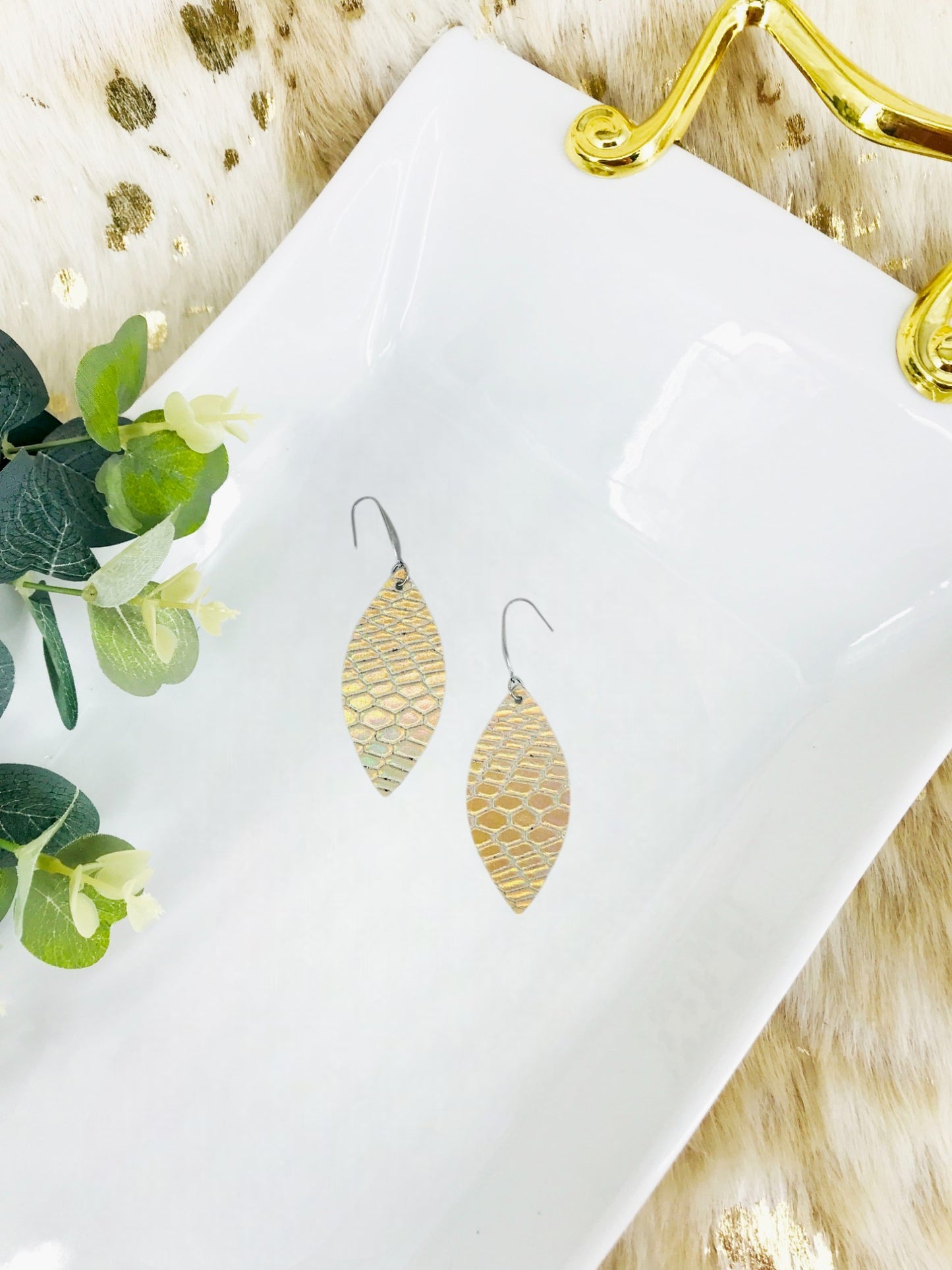 Snake Skin Leather Earrings - E19-1888