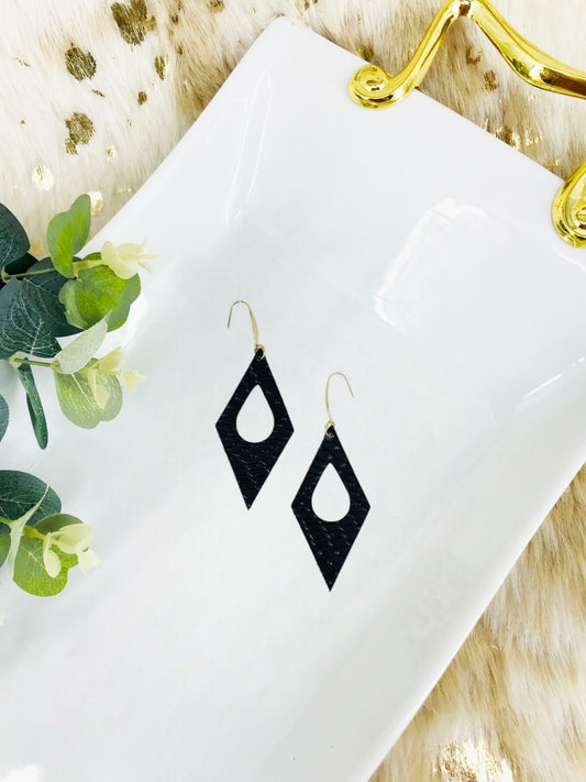 Black Snake Skin Leather Earrings - E19-1889