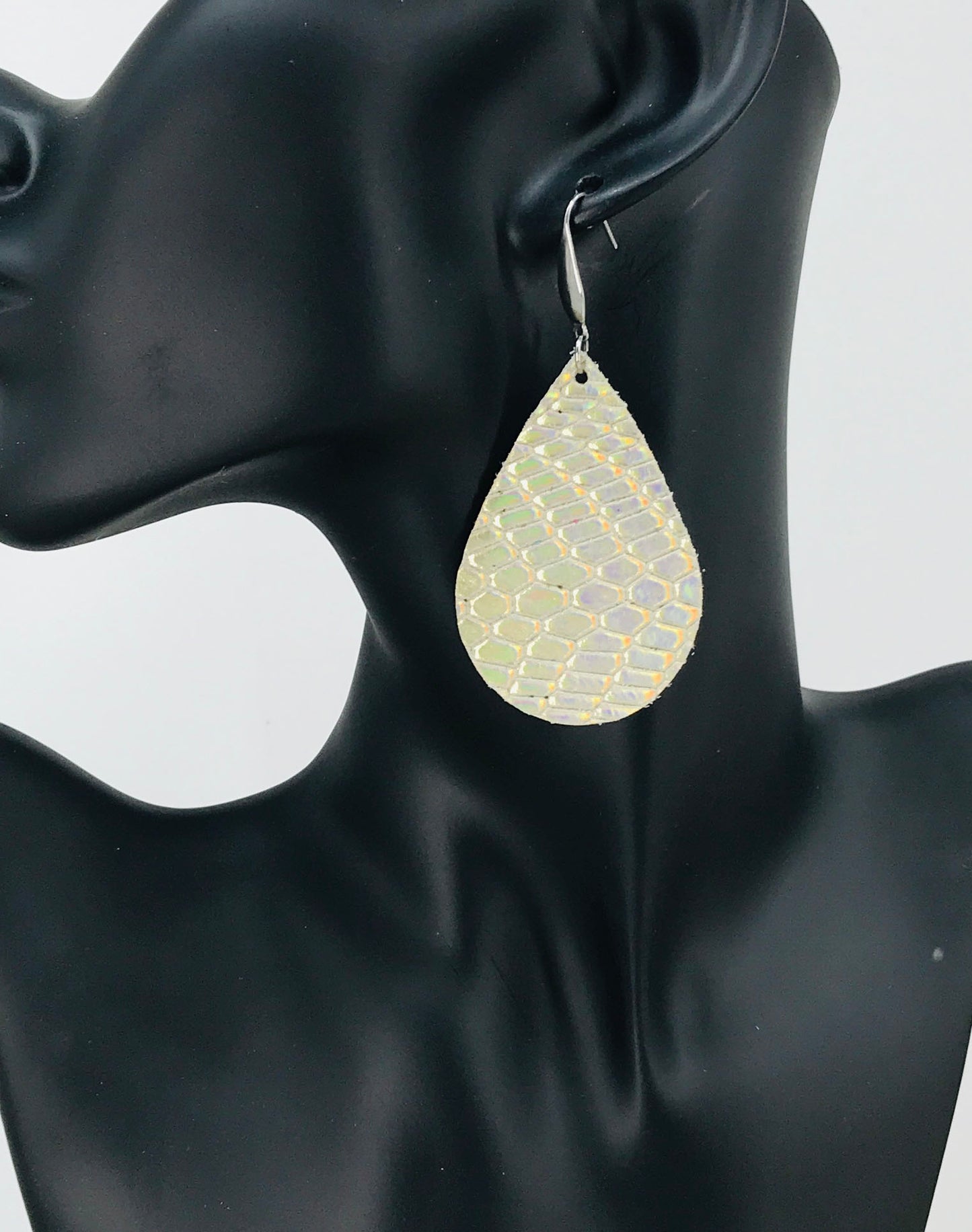 Gold Snake Skin Leather Earrings - E19-1890