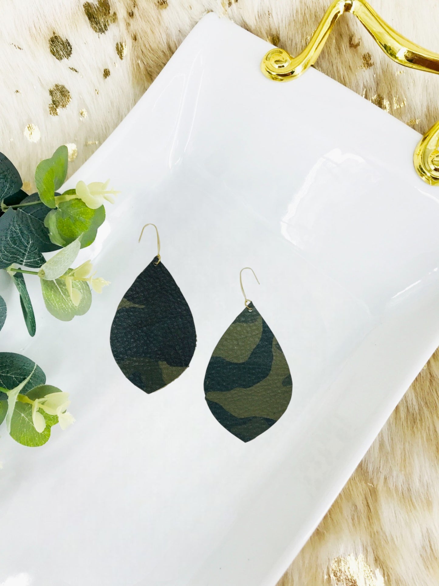 Camo Leather Earrings - E19-1898