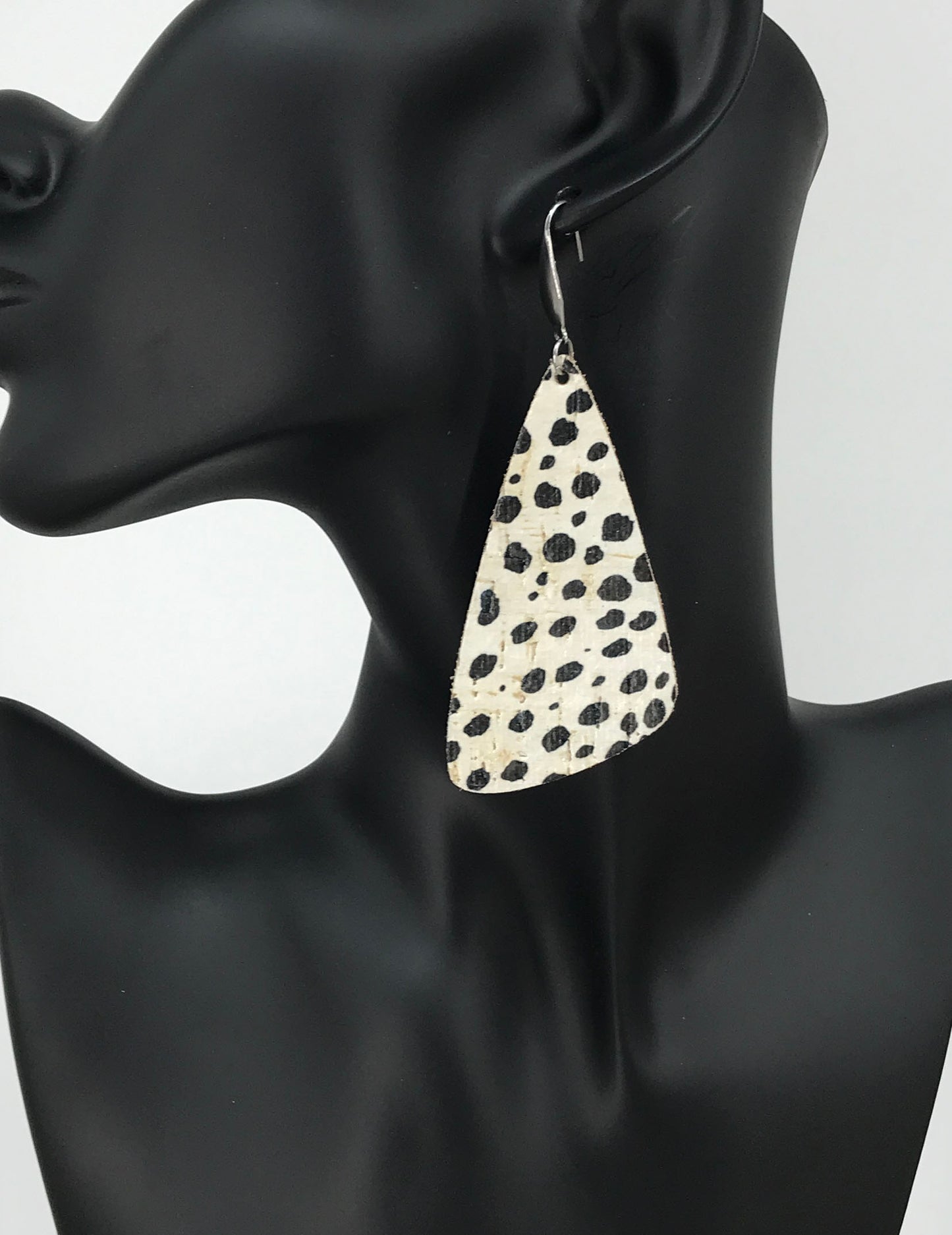 Mini Black Cheetah Cork Dangle Earrings