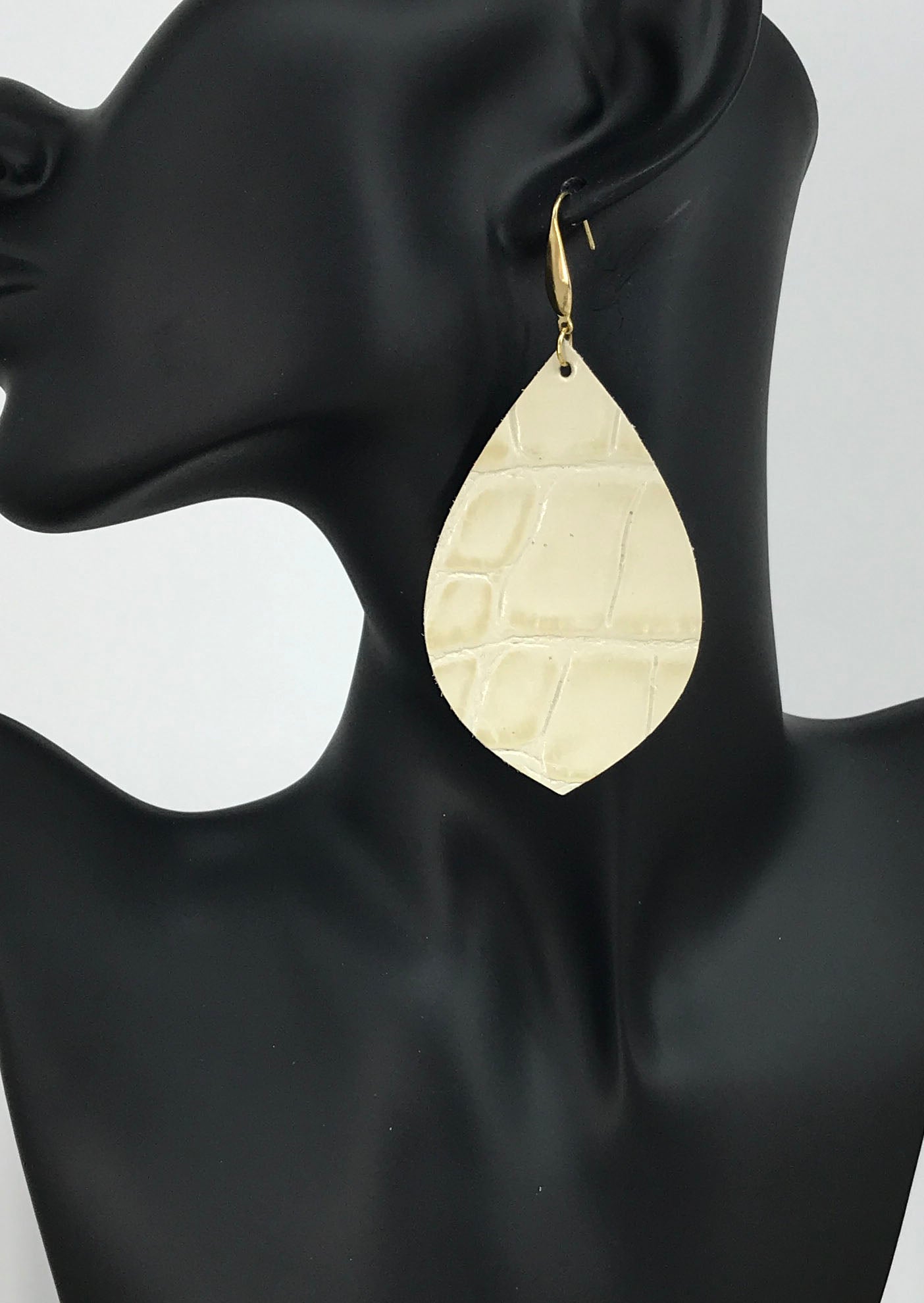 Ivory Alligator Leaf Drop Earrings