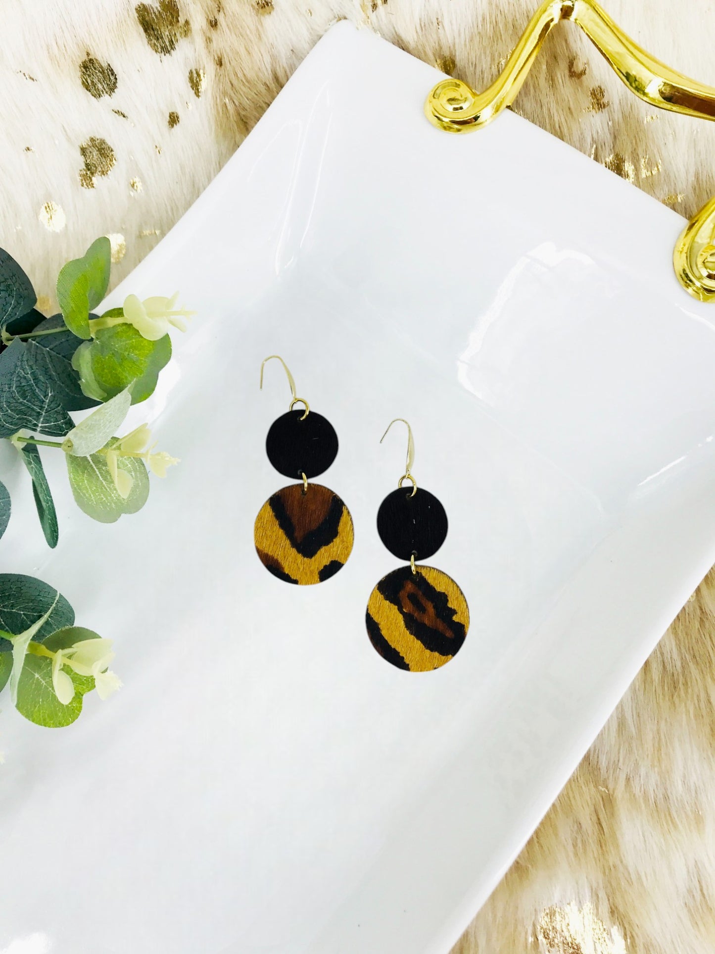 Hair On Leopard Leather Earrings - E19-1930