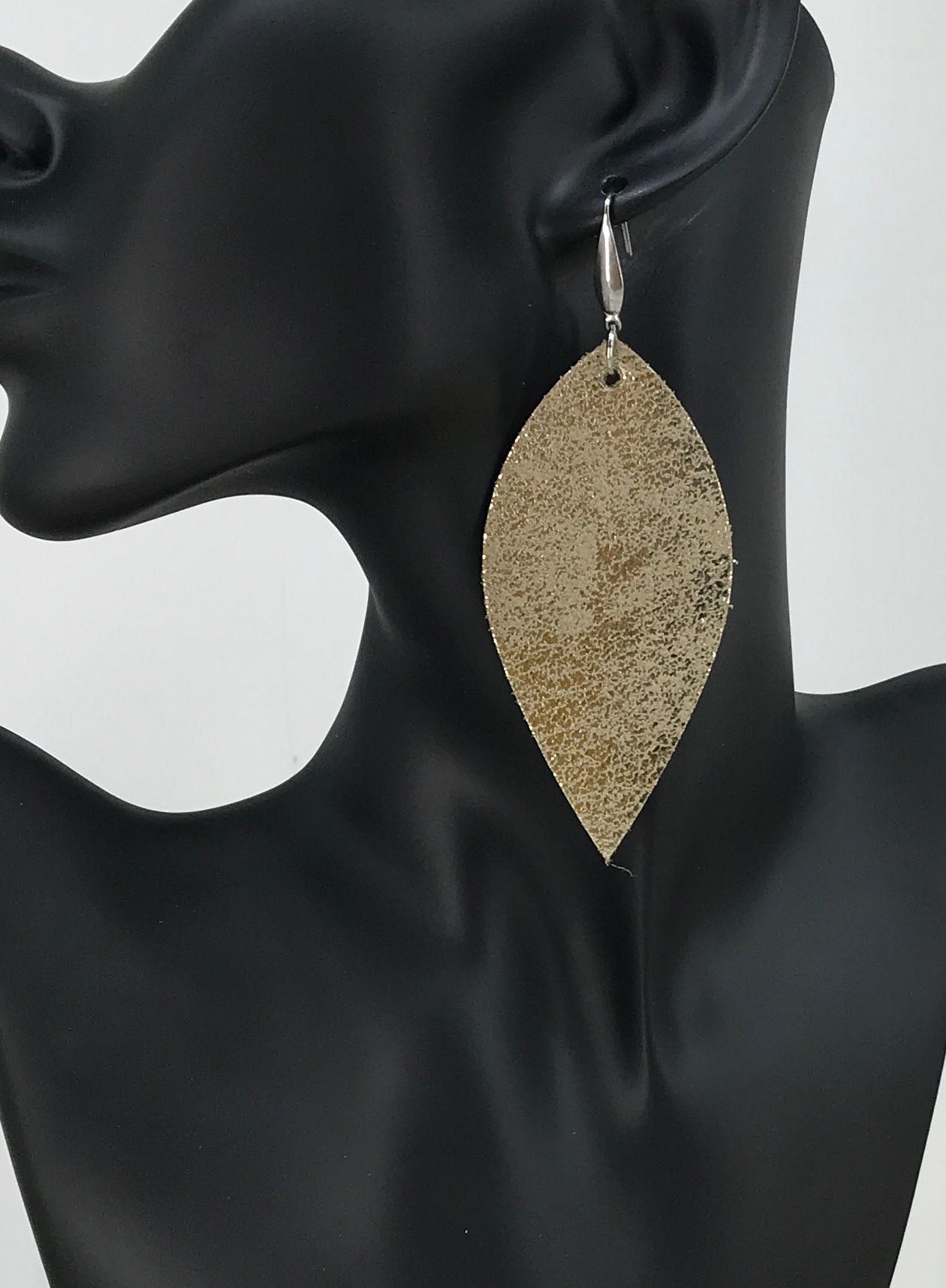 Platinum Crackle Goat Leather Earrings - E19-1946