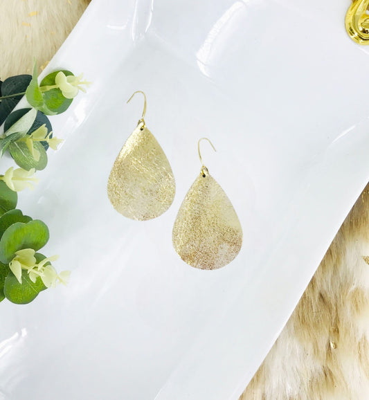 Distressed Gold Leather Earrings - E19-1957