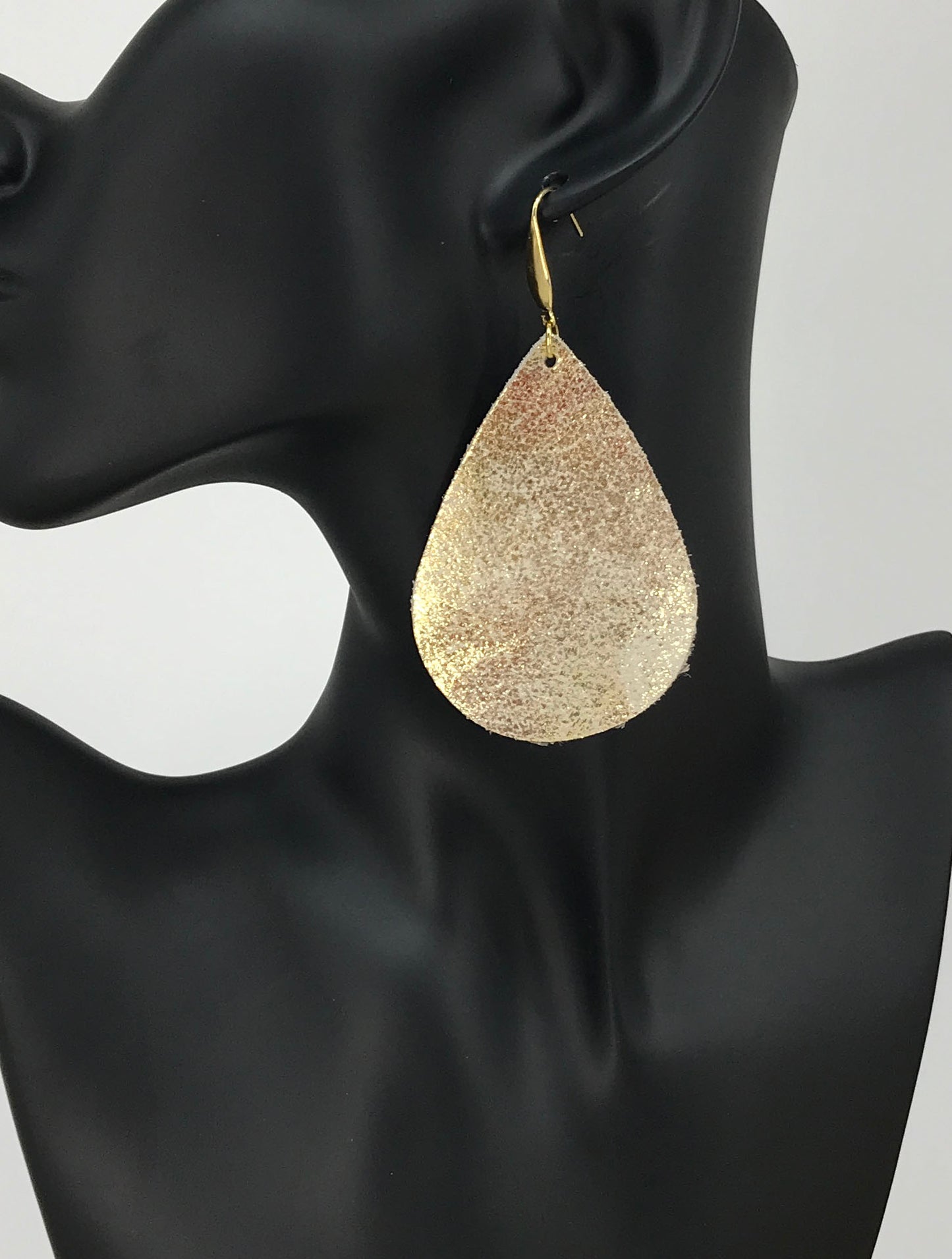Distressed Gold Leather Earrings - E19-1957
