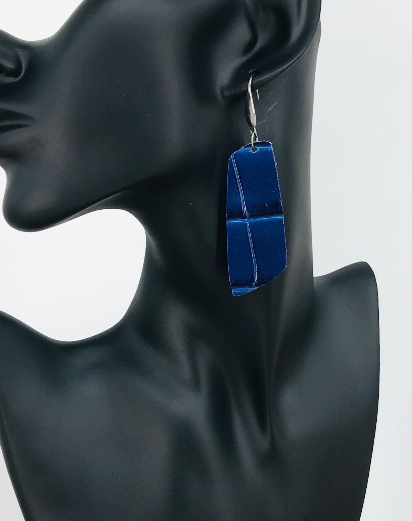 Blue Alligator Bar Drop Earrings