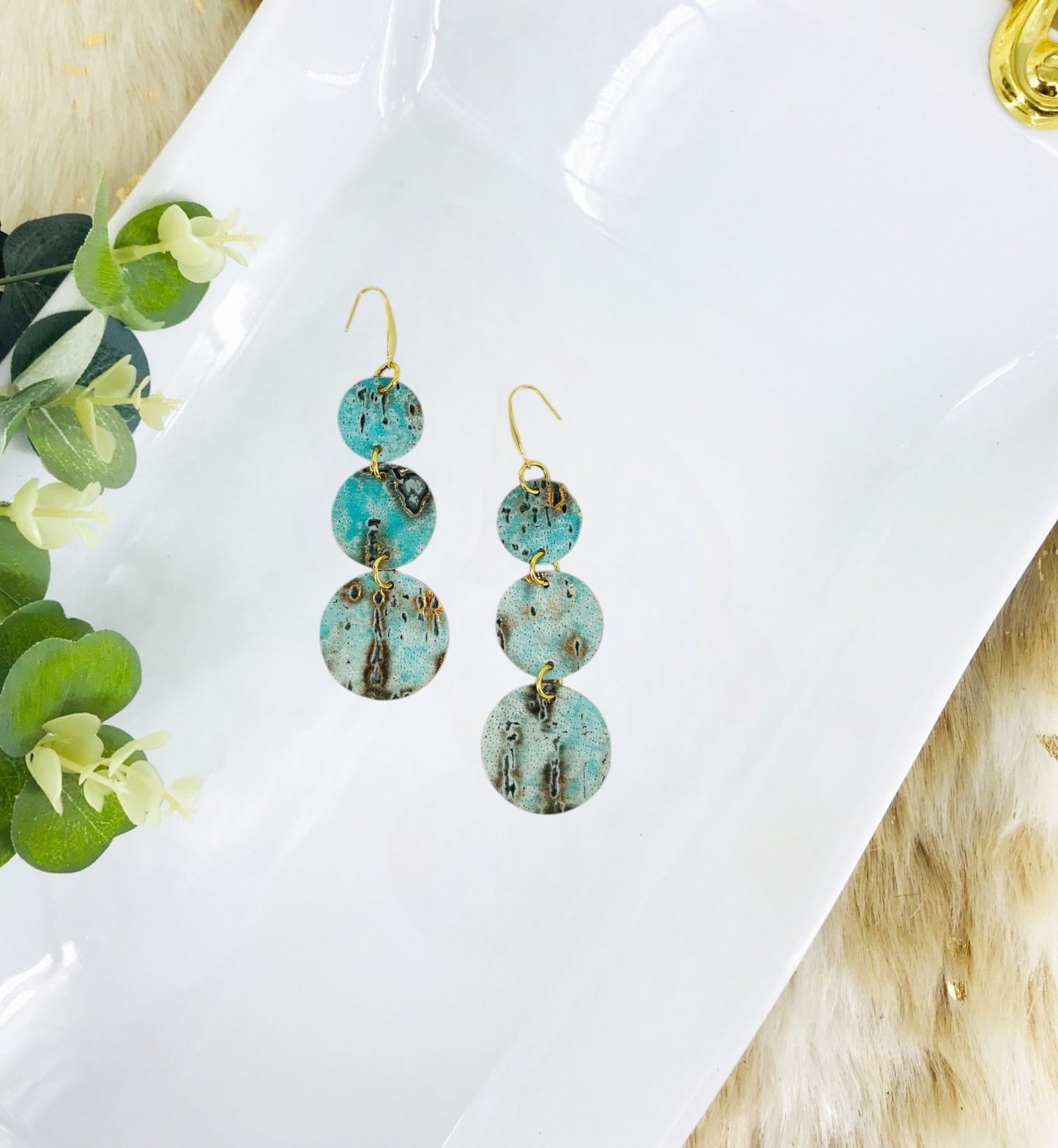 Driftwood Embossed Leather Earrings - E19-1996