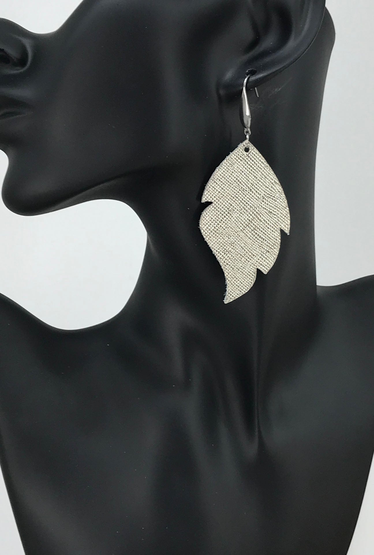 Italian Platinum Leather Earrings - E19-1997