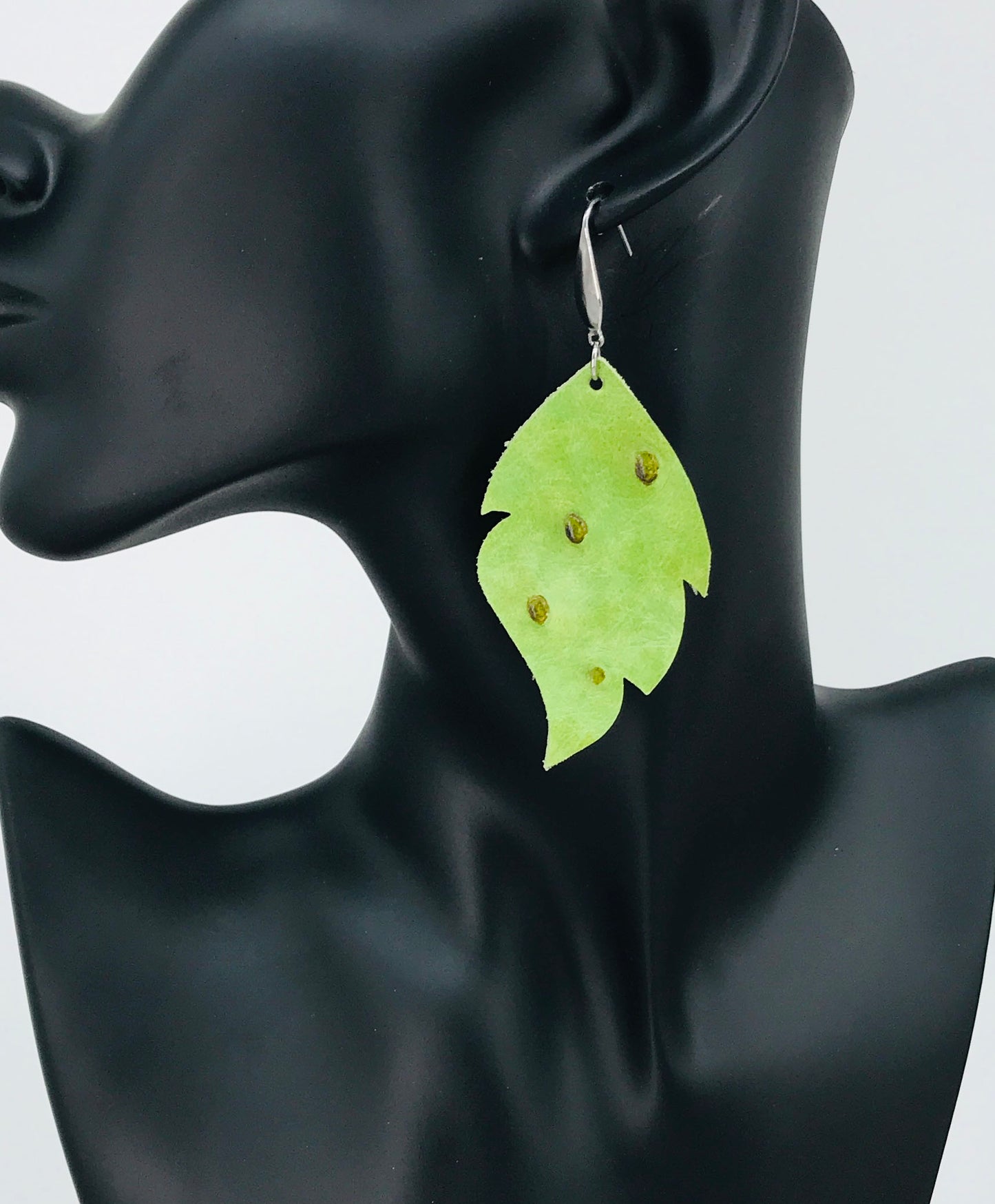 Green Genuine Leather Earrings - E19-2003