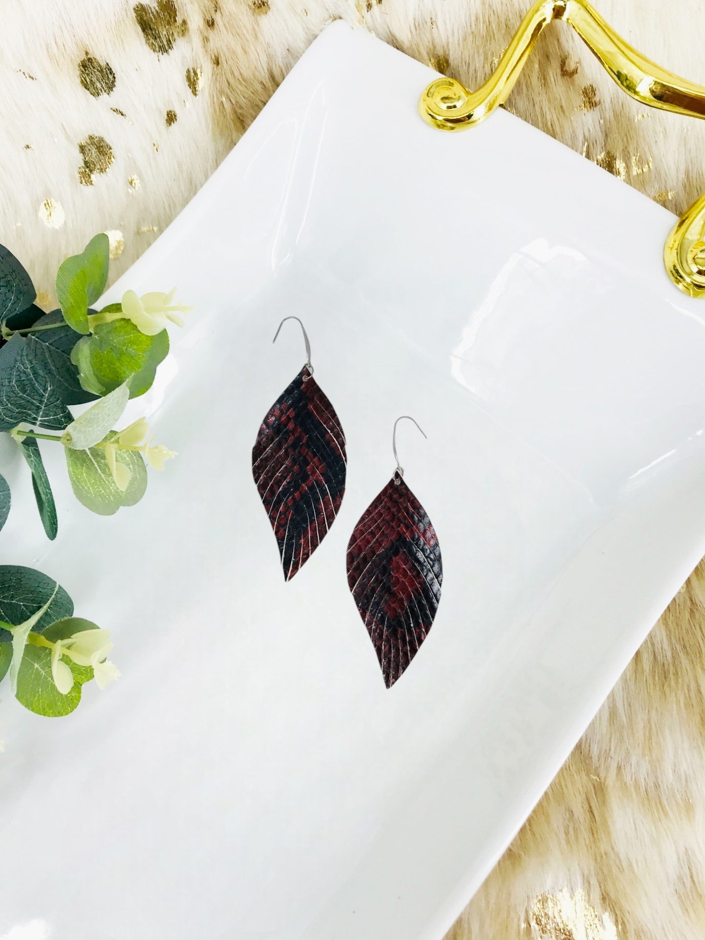 Fringe Snake Skin Leather Earrings - E19-2009