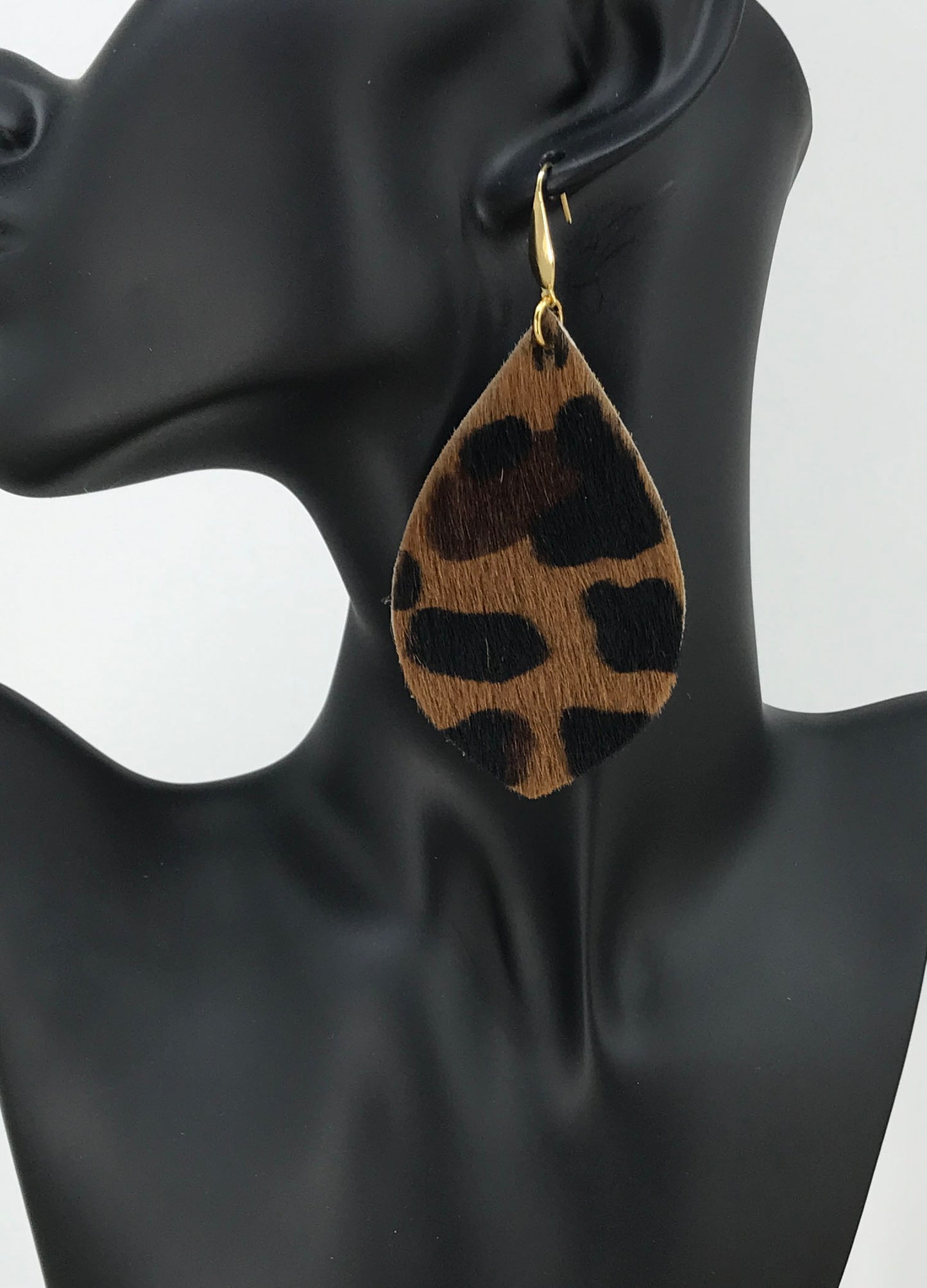 Hair On Chocolate Leather Earrings - E19-2049