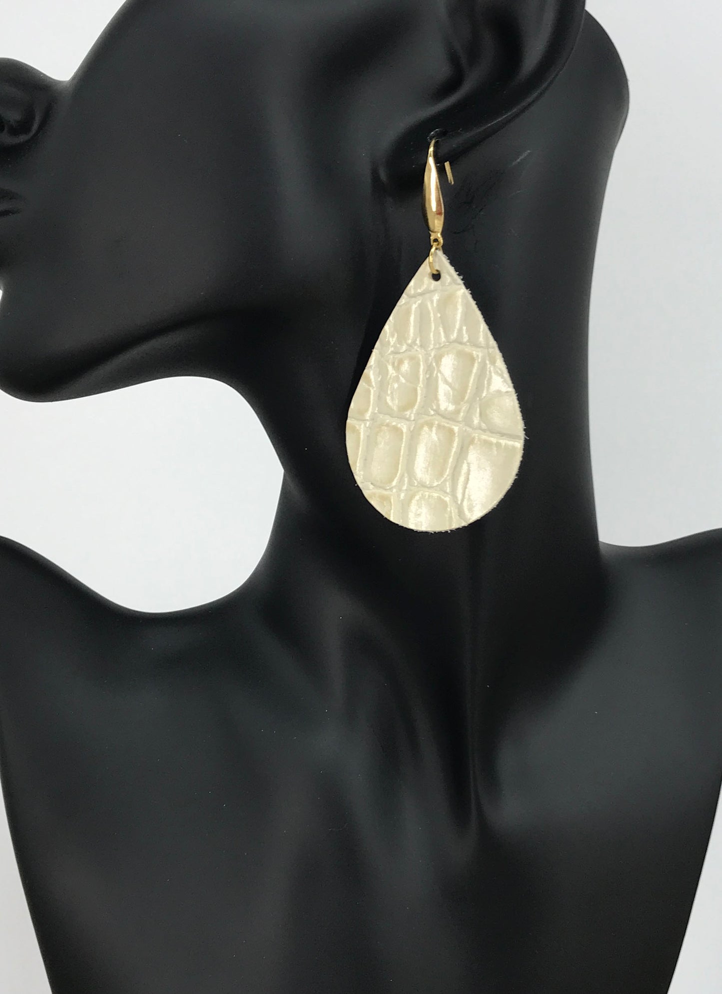 Ivory Alligator Teardrop Earrings