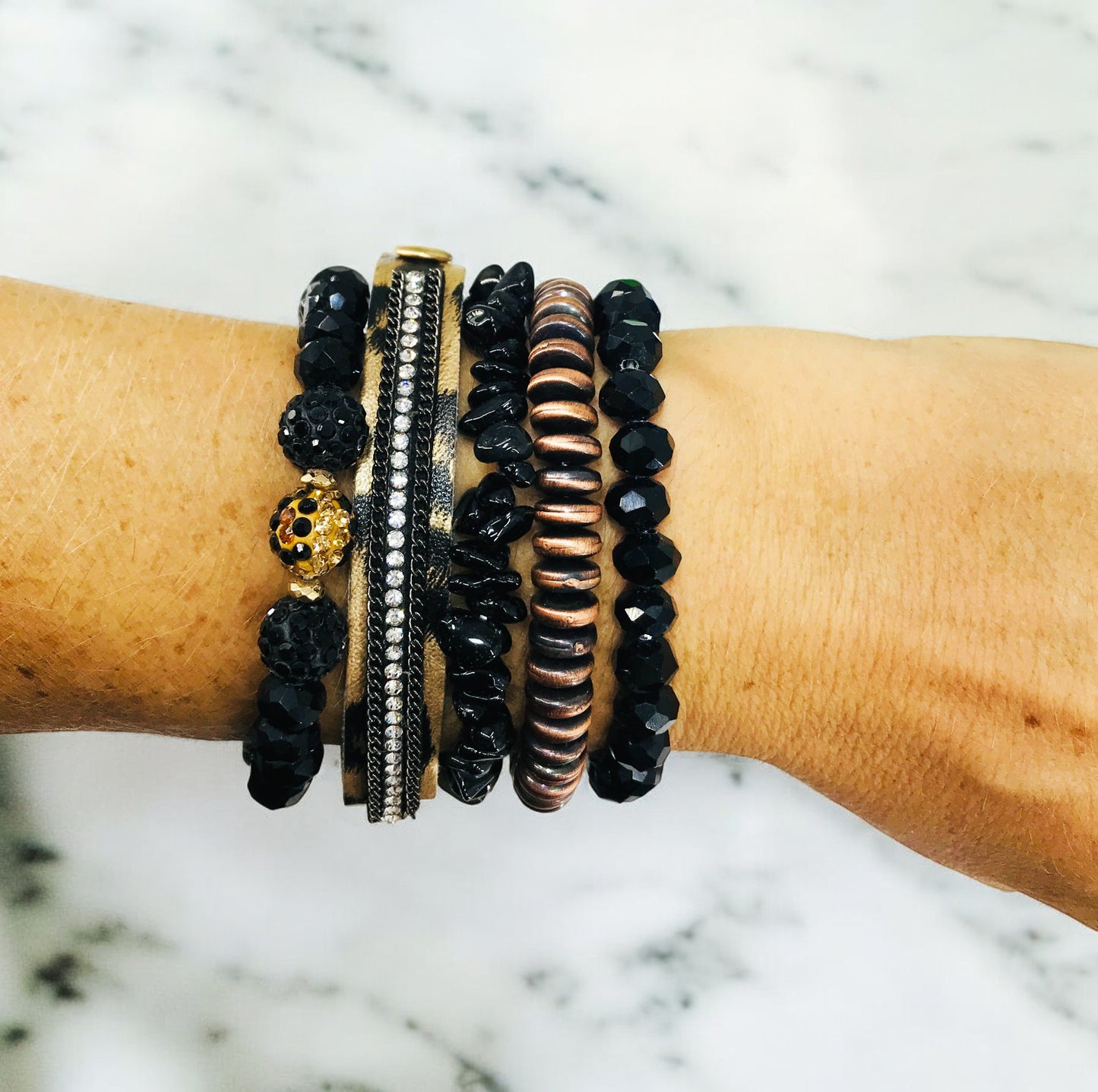 Midnight Luxe Mixed Stack Bracelet Set