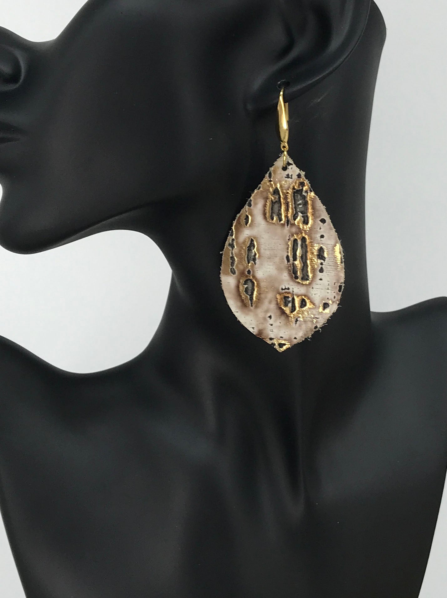 Driftwood Bark Leather Earrings - E19-2061