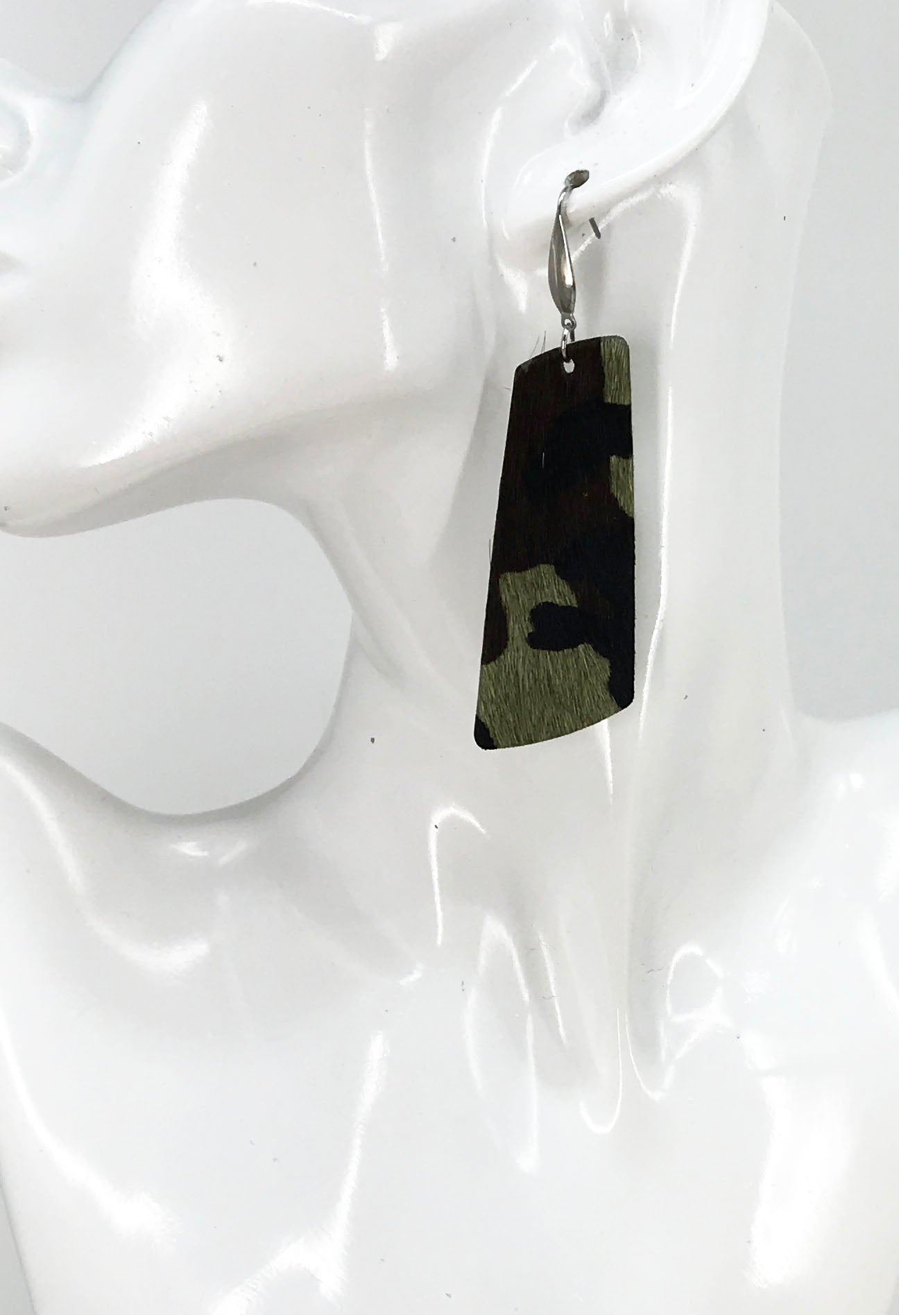 Hair On Camo Leather Earrings - E19-2092