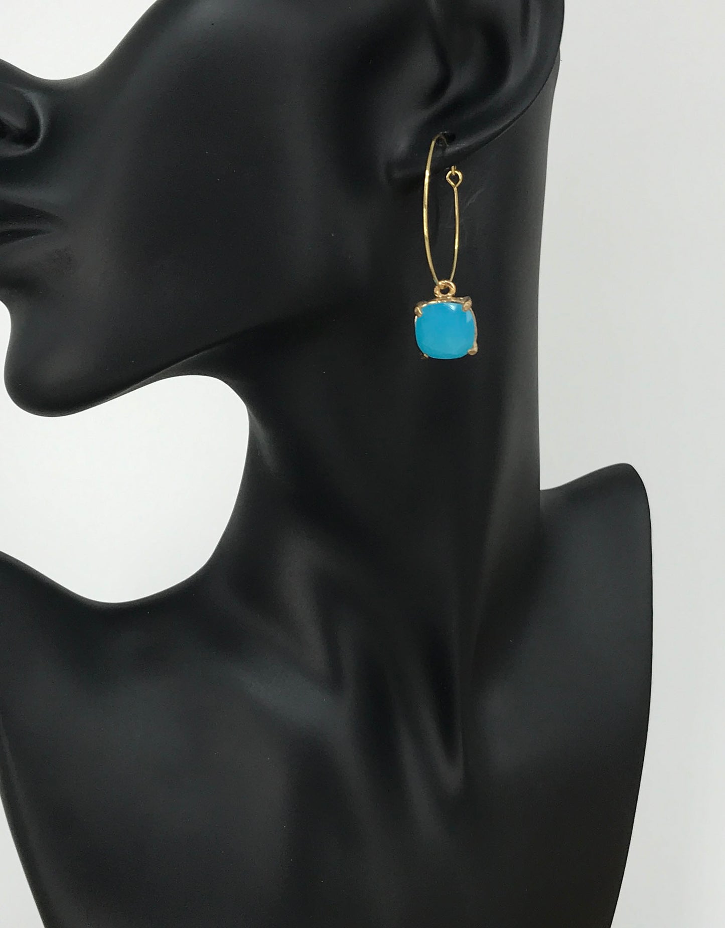Turquoise Stone Hoop Earrings