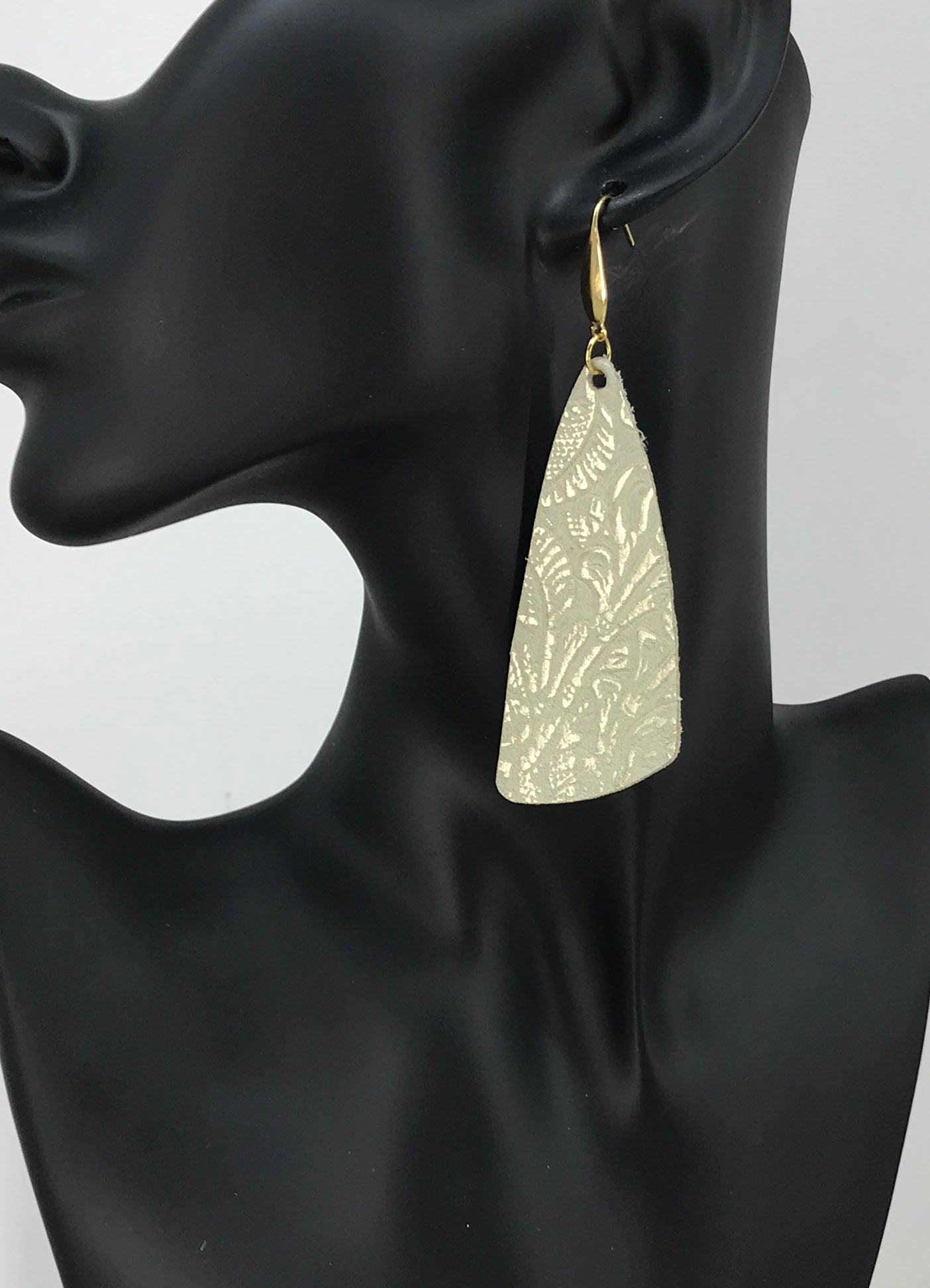 Platinum Rose Pattern Leather Earrings - E19-2130