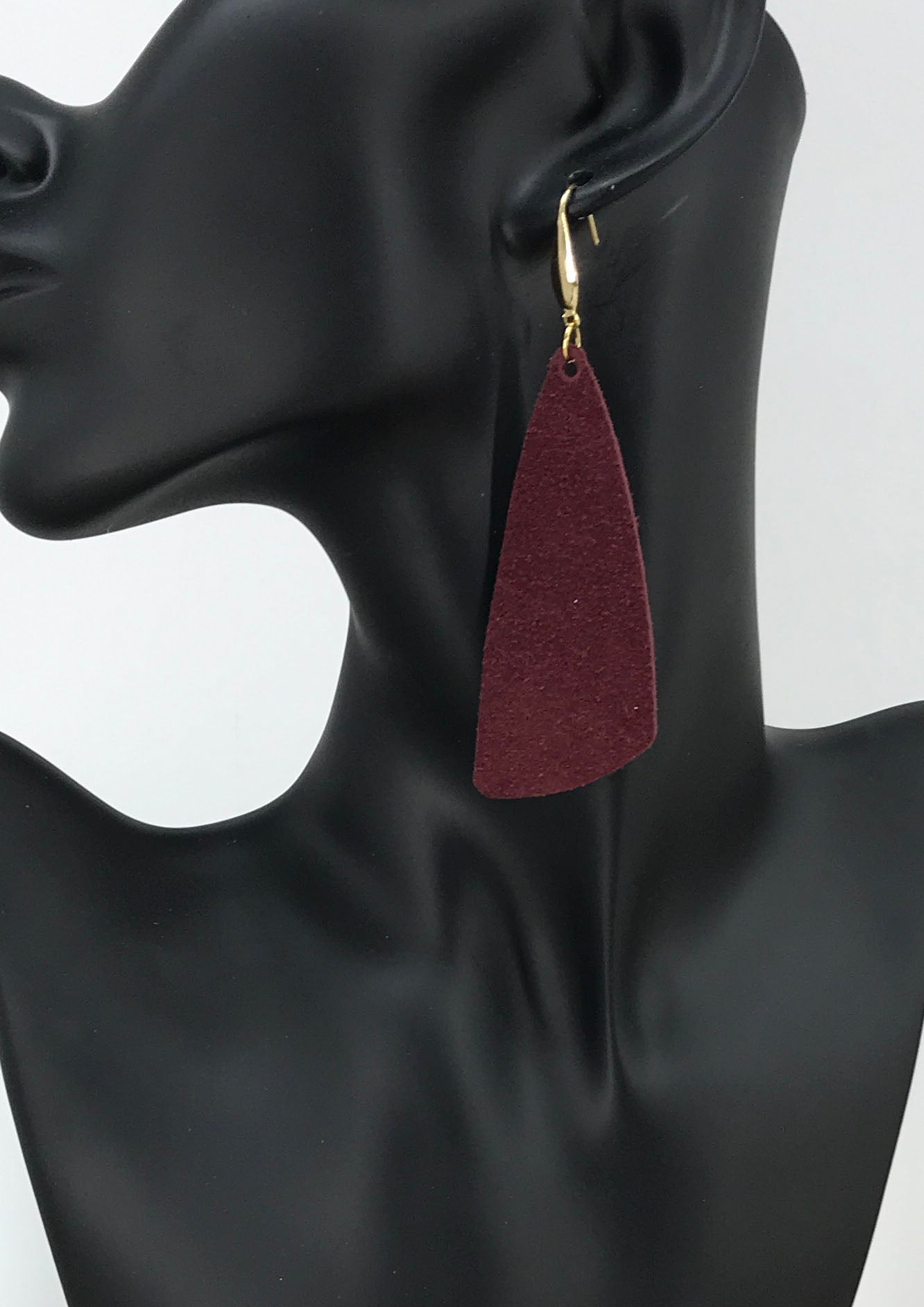 Burgundy Suede Leather Earrings - E19-2139