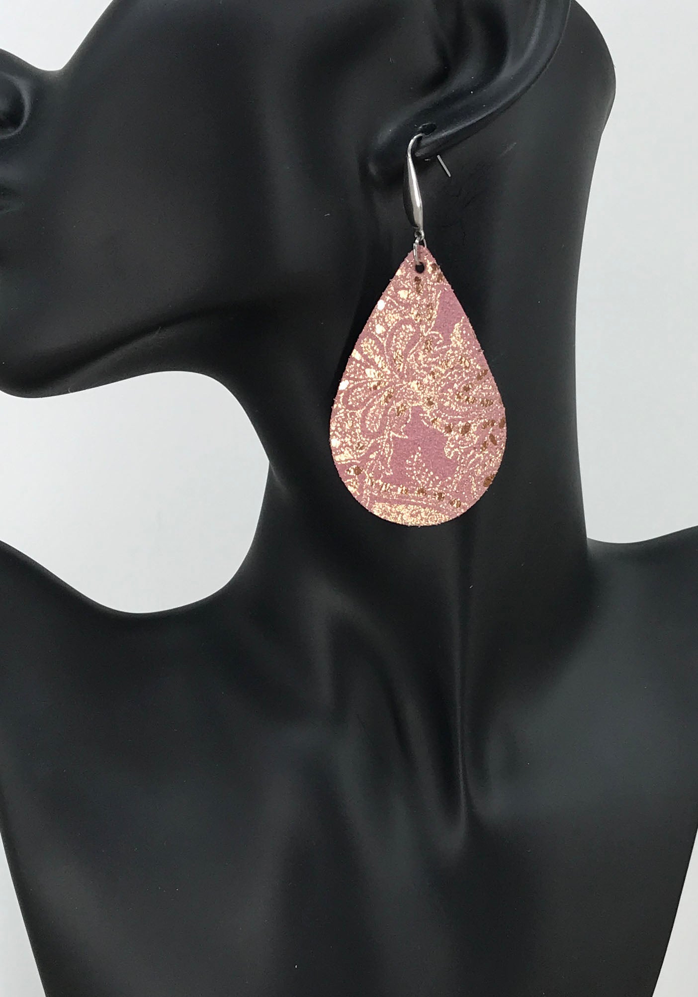 Rose Gold Genuine Leather Earrings - E19-213