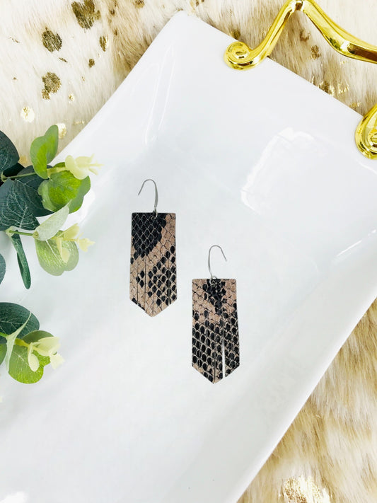 Genuine Snake Skin Leather Earrings - E19-2148