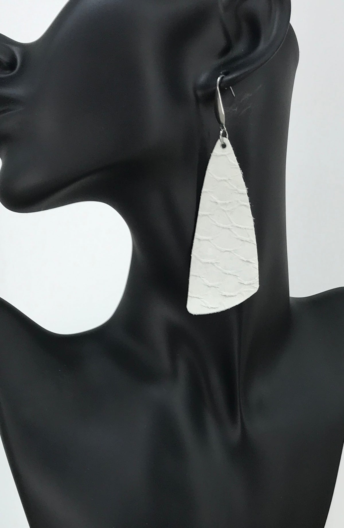 Soft Gray Snake Leather Earrings