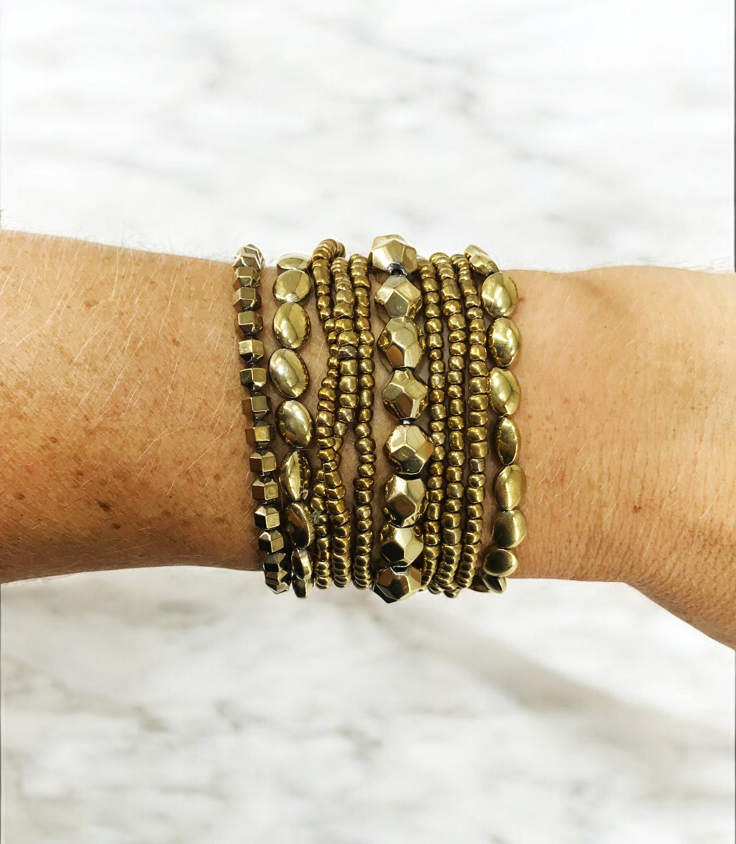 Golden Luxe Glass Bead Stack Bracelet Set