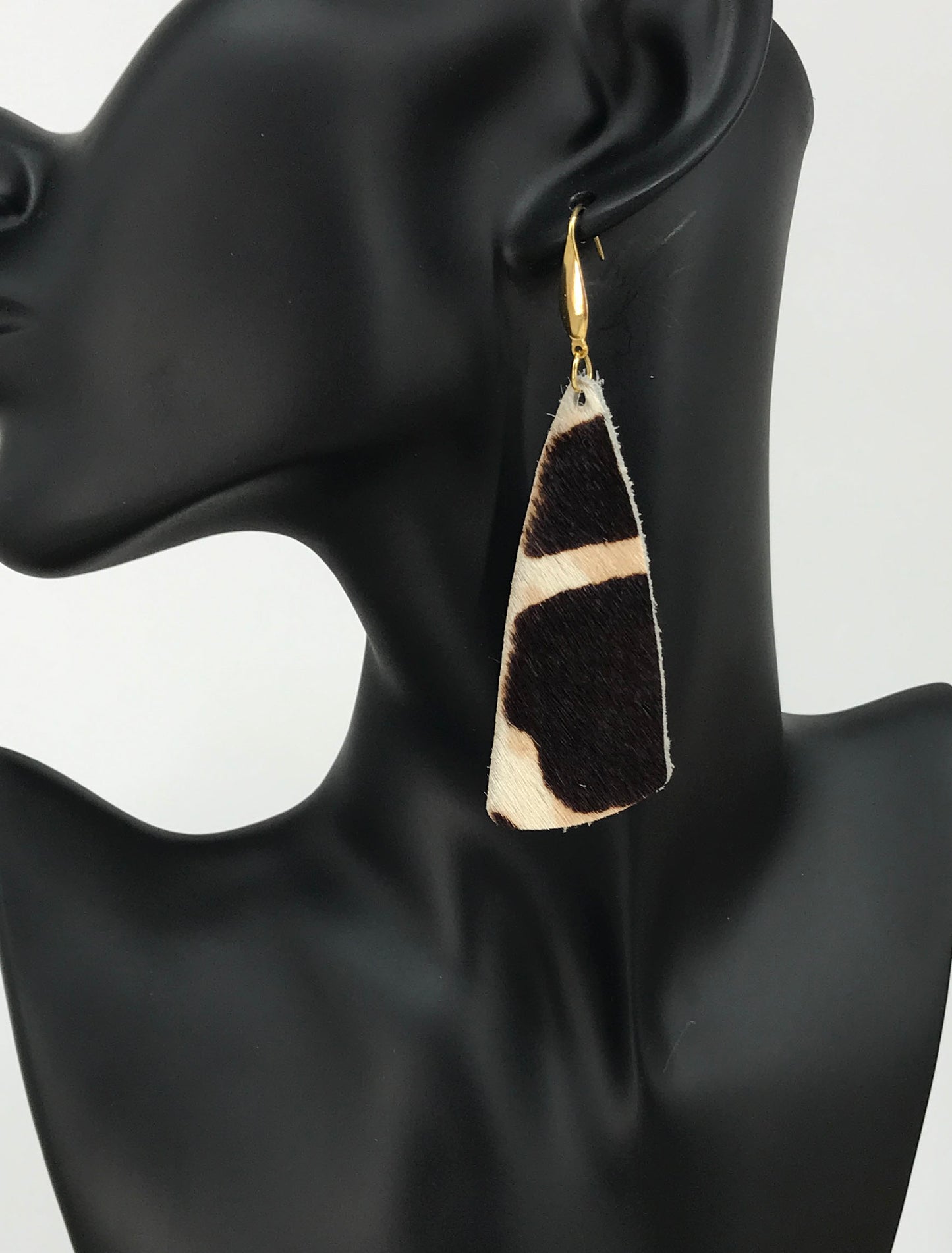 Hair On Giraffe Leather Earrings - E19-2164