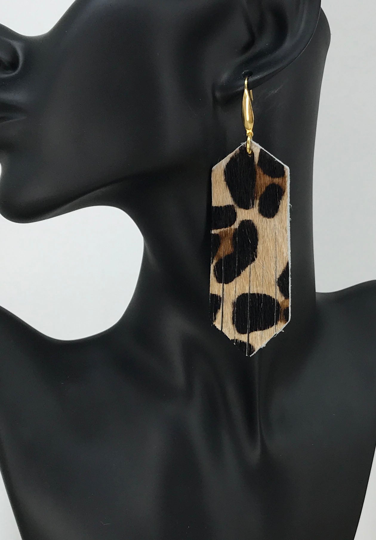 Hair On Leopard Leather Earrings - E19-2165