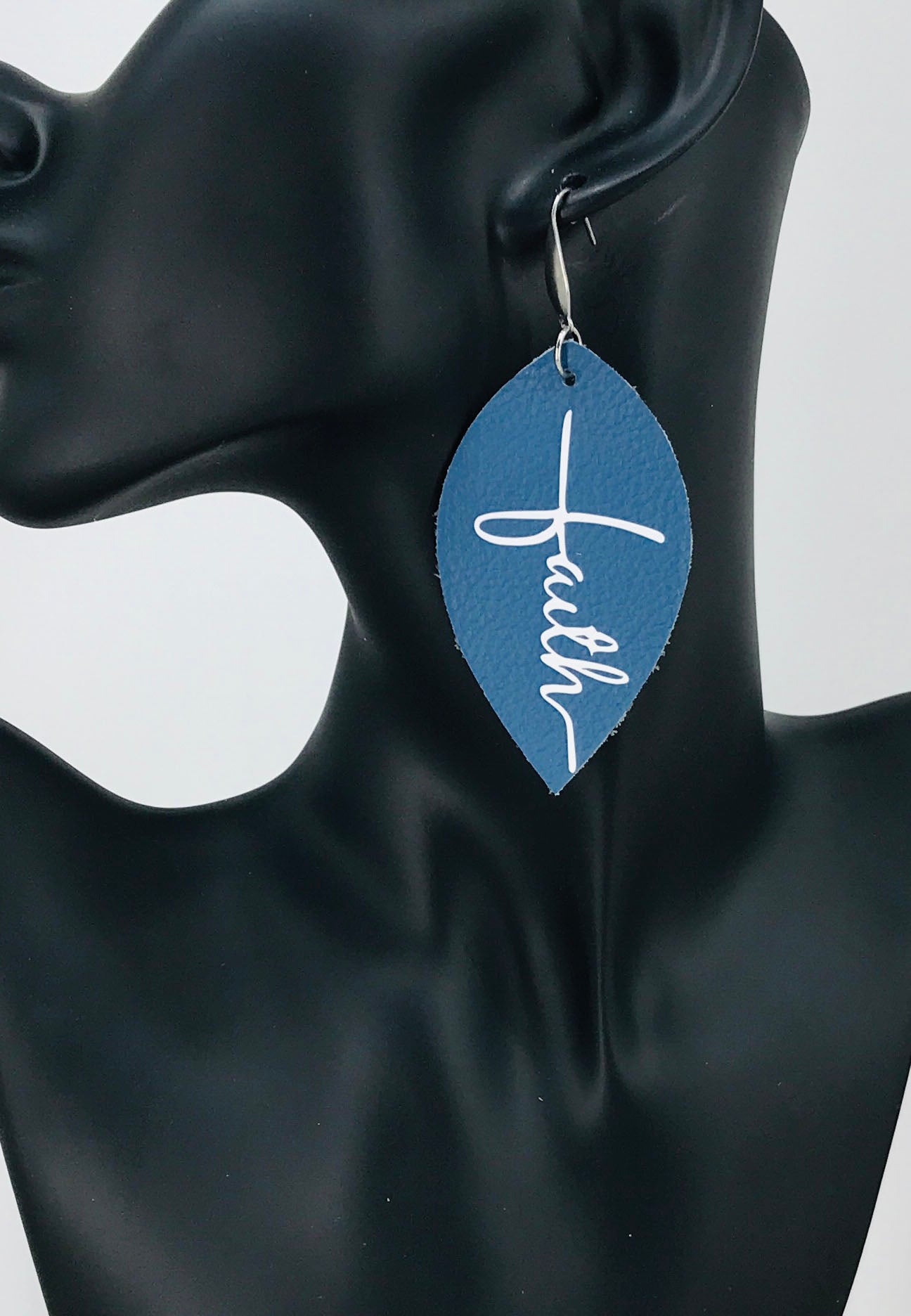 Blue "Faith" Leather Earrings - E19-2175