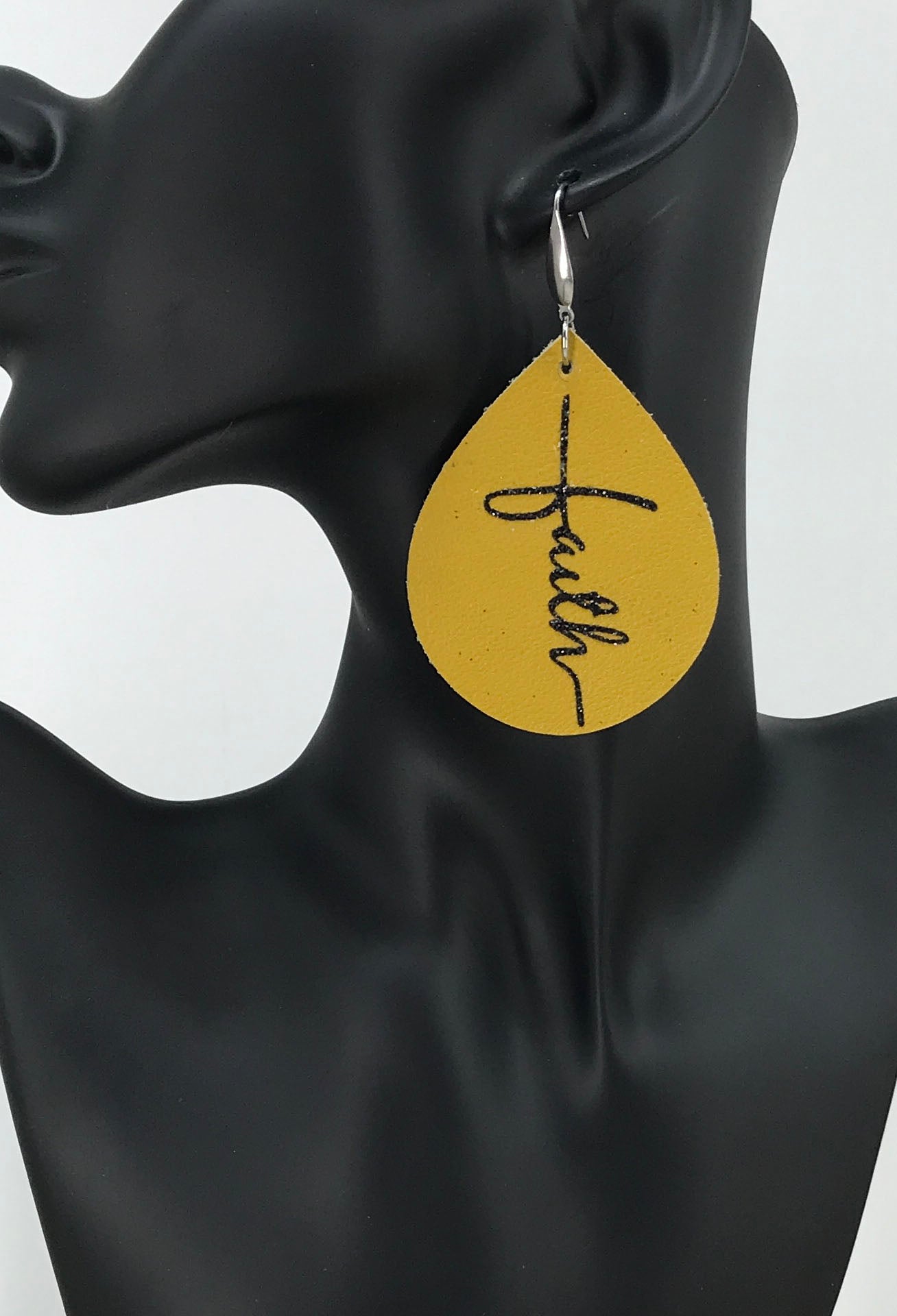 Mustard Yellow Leather "Faith" Earrings - E19-2181