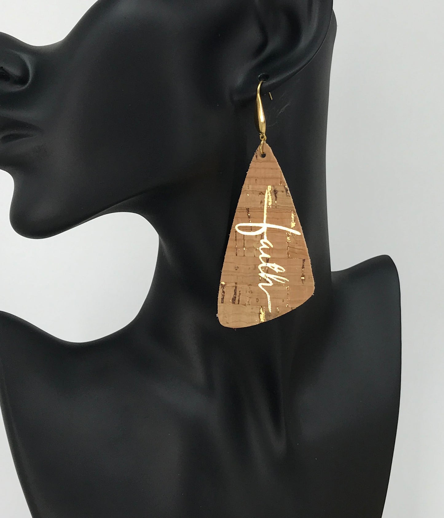Gold Speckled Cork Leather "Faith" Earrings - E19-2186