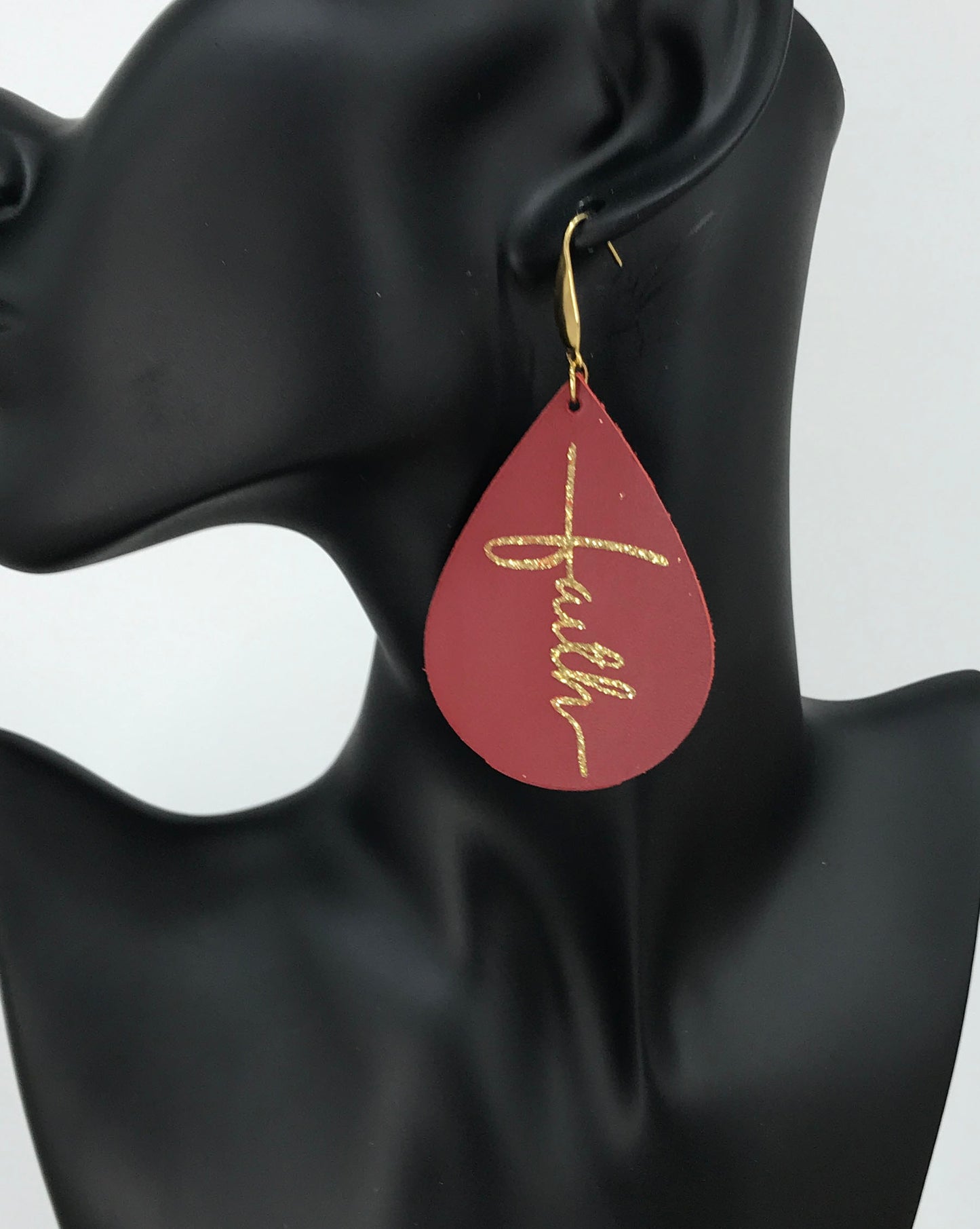 Red "Faith" Leather Earrings - E19-2189