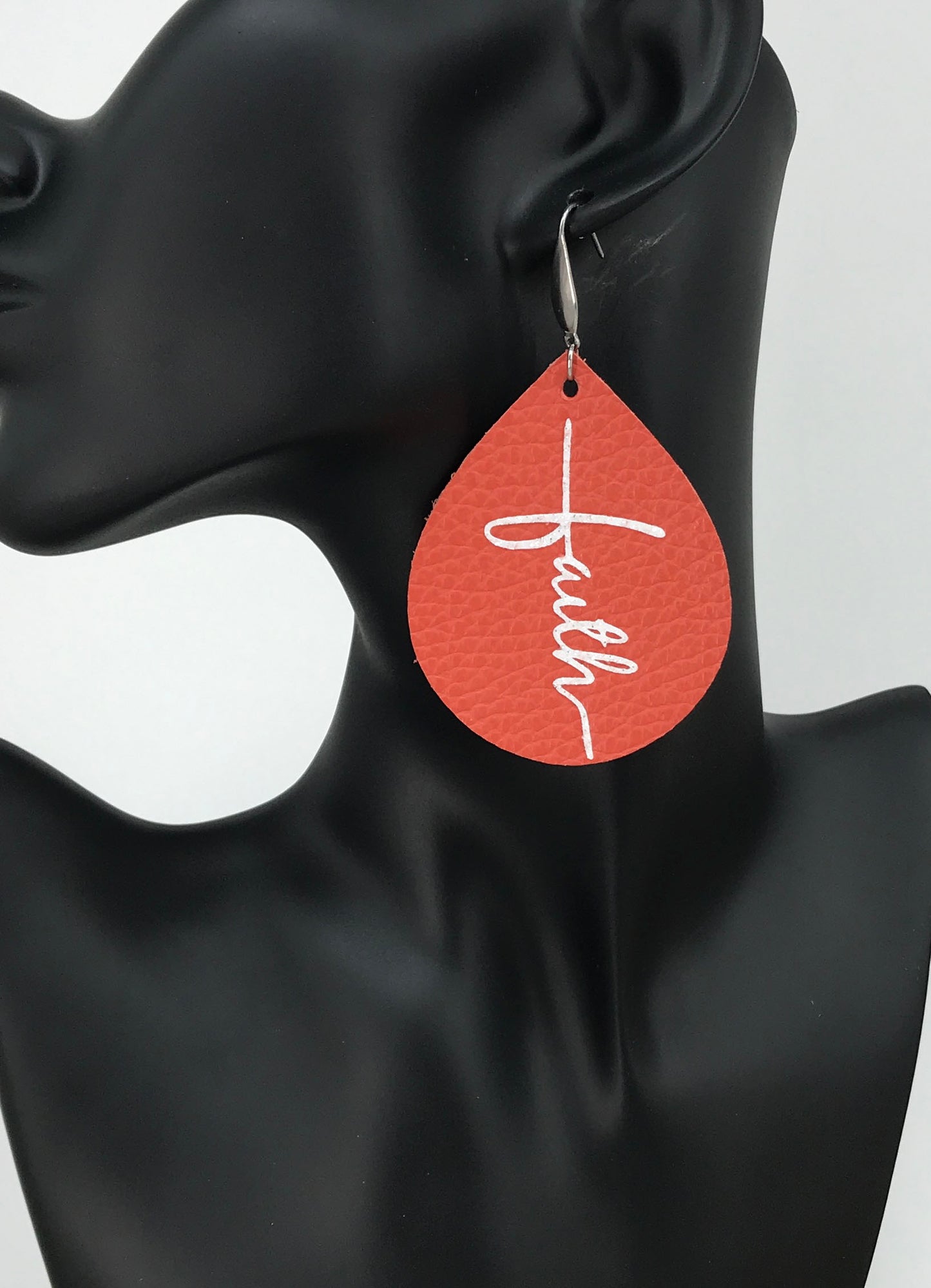 Coral Leather "Faith" Earrings - E19-2192
