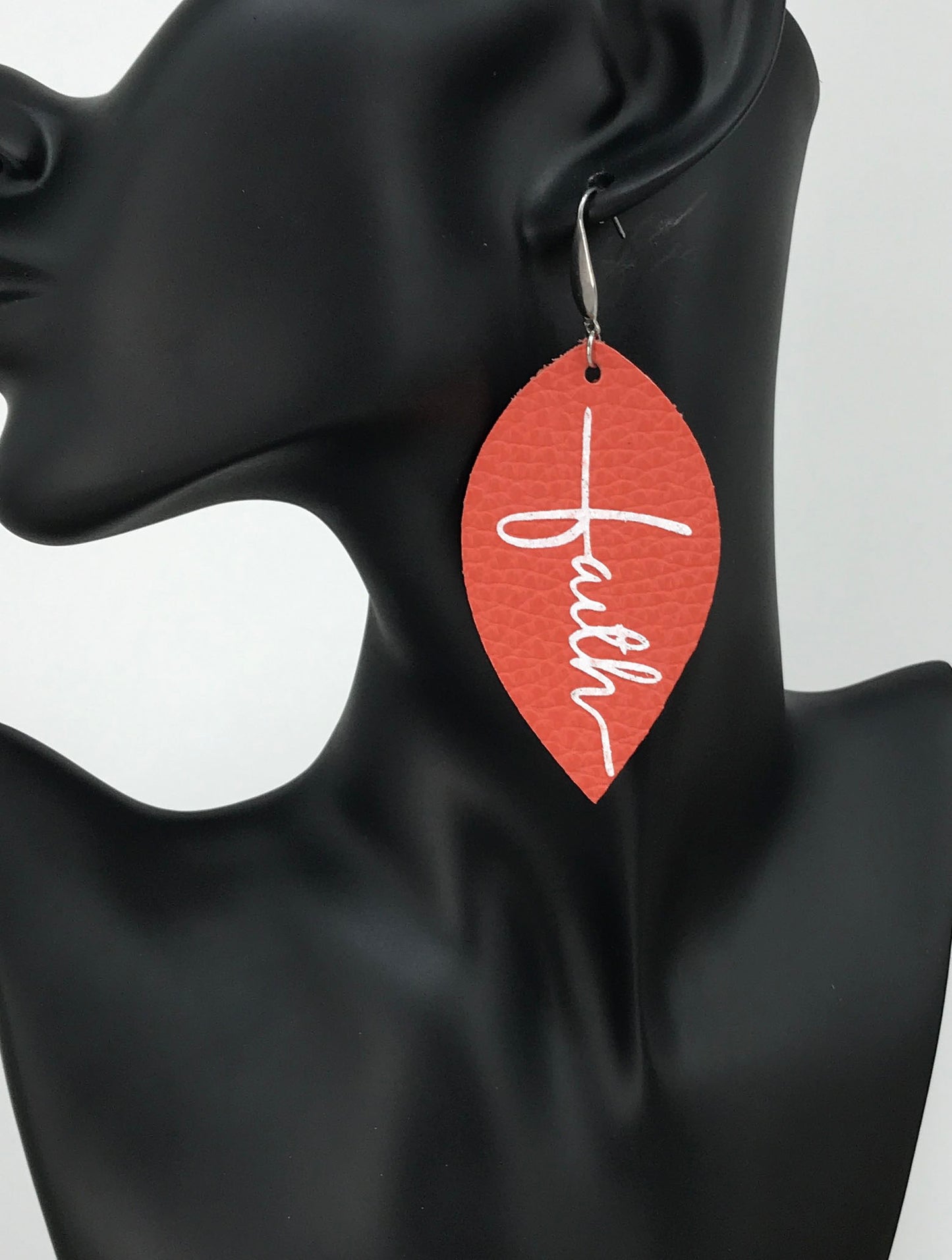 Coral Leather "Faith" Earrings - E19-2198