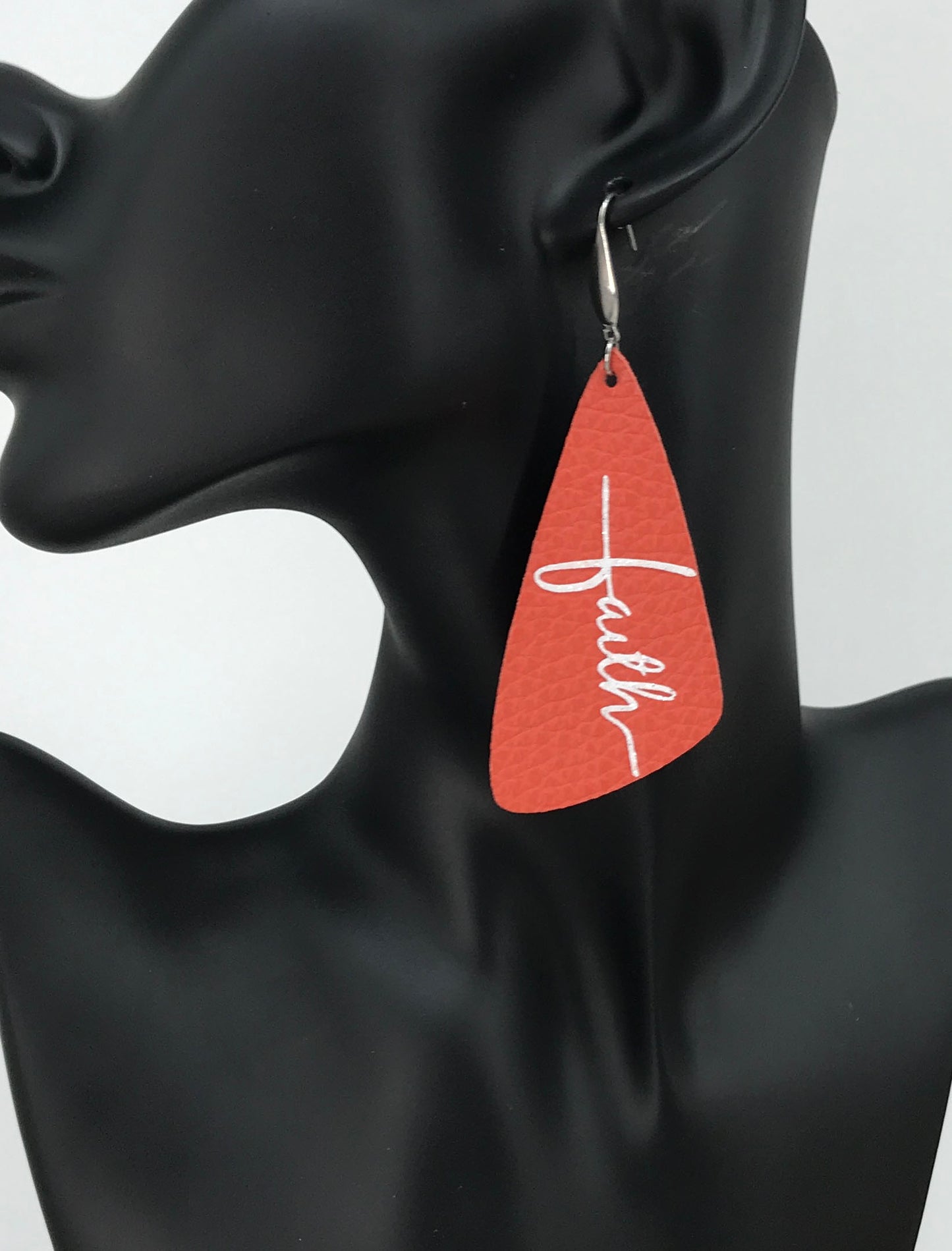 Coral Leather "Faith" Earrings - E19-2201