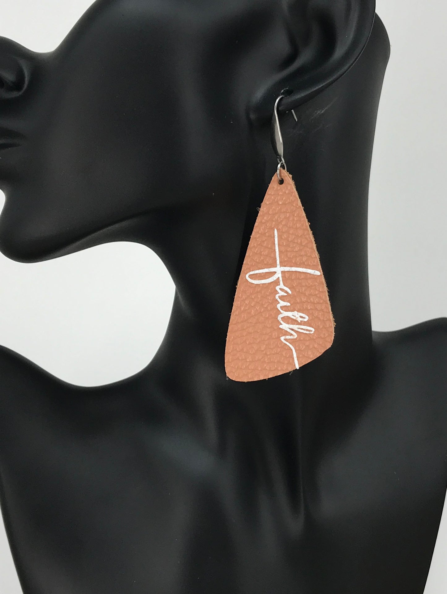 Peach Leather "Faith" Earrings - E19-2218