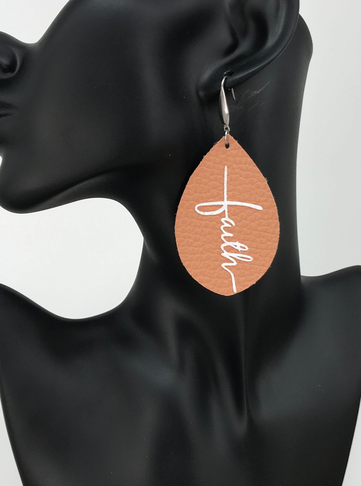 Peach Leather "Faith" Earrings - E19-2219