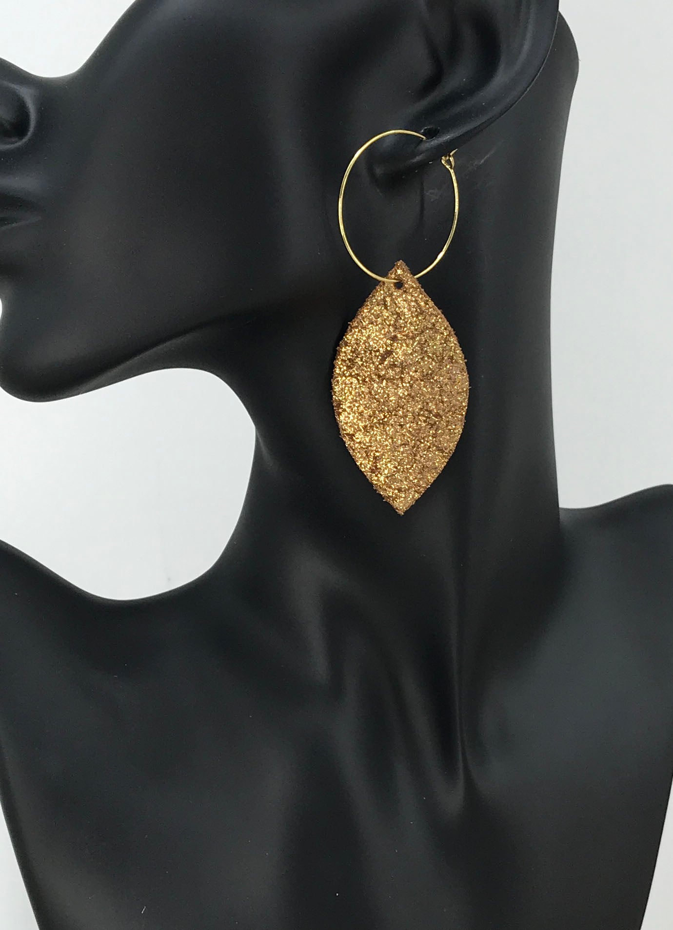 Gold Halo Leather Hoop Earrings - E19-2225