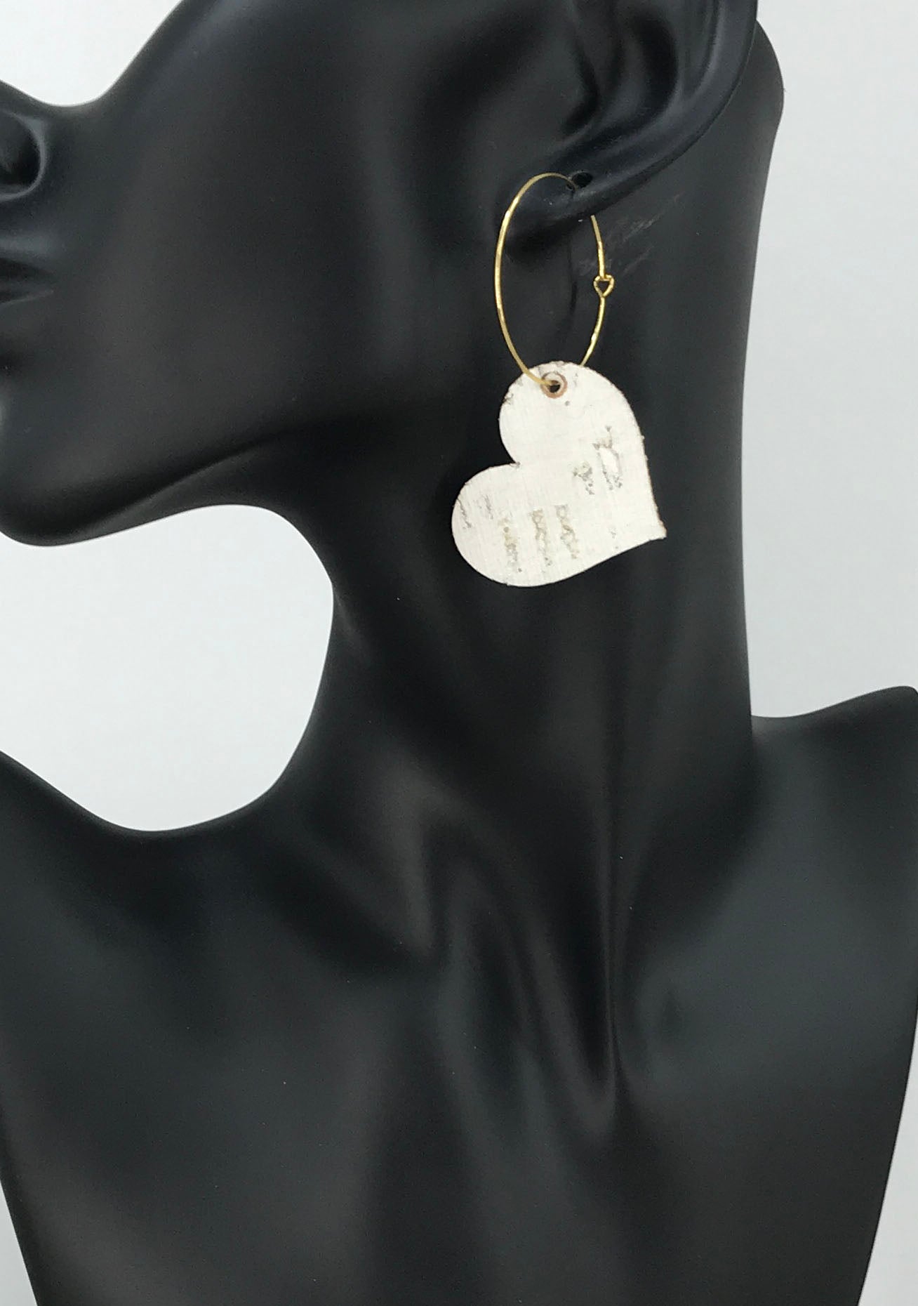 Off White Birch Cork Leather Hoop Earrings - E19-2226