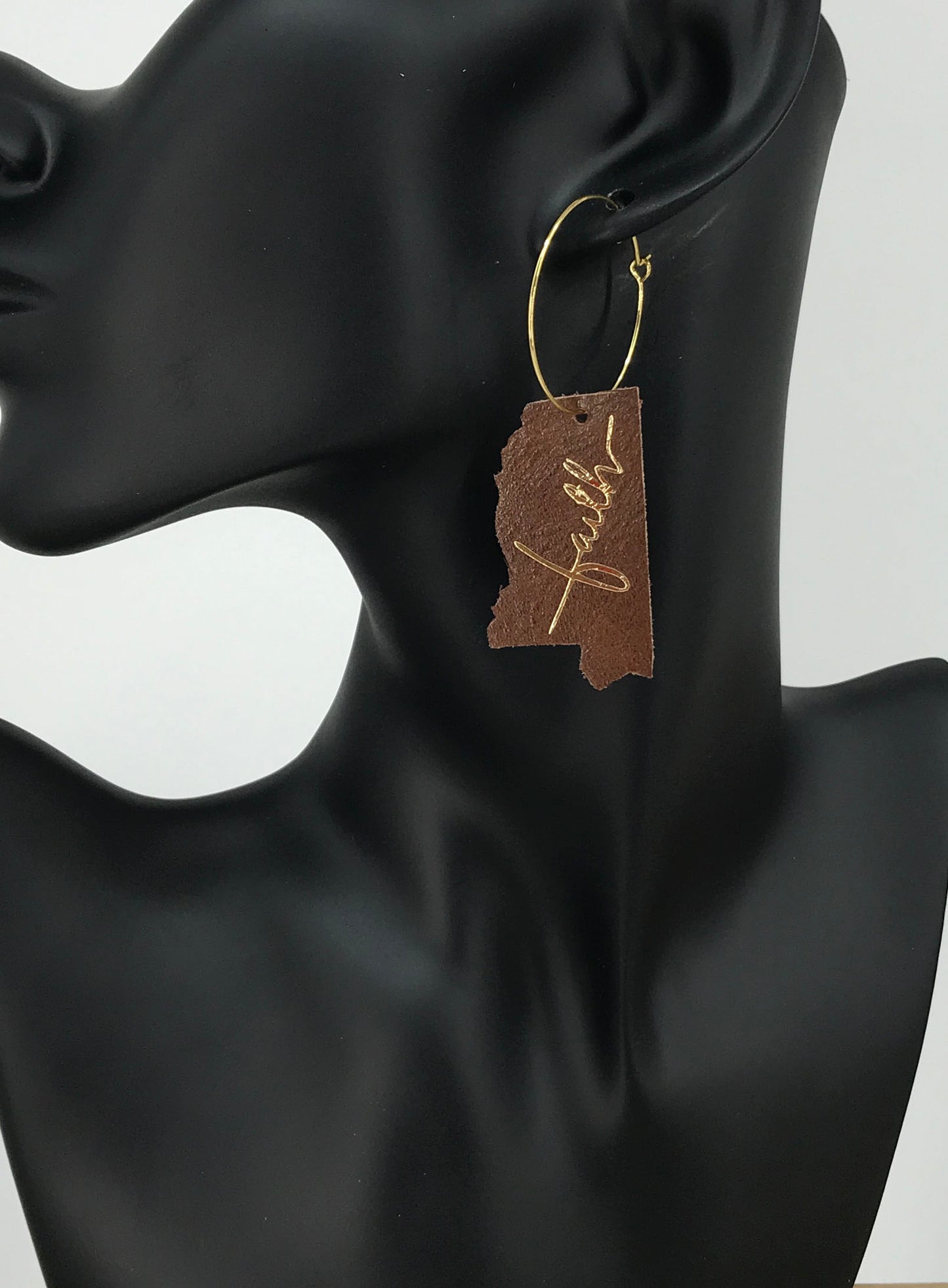 Brown Mississippi "Faith" Leather Hoop Earrings - E19-2231