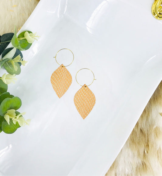 Apricot Gold Snake Leather Hoop Earrings - E19-2235