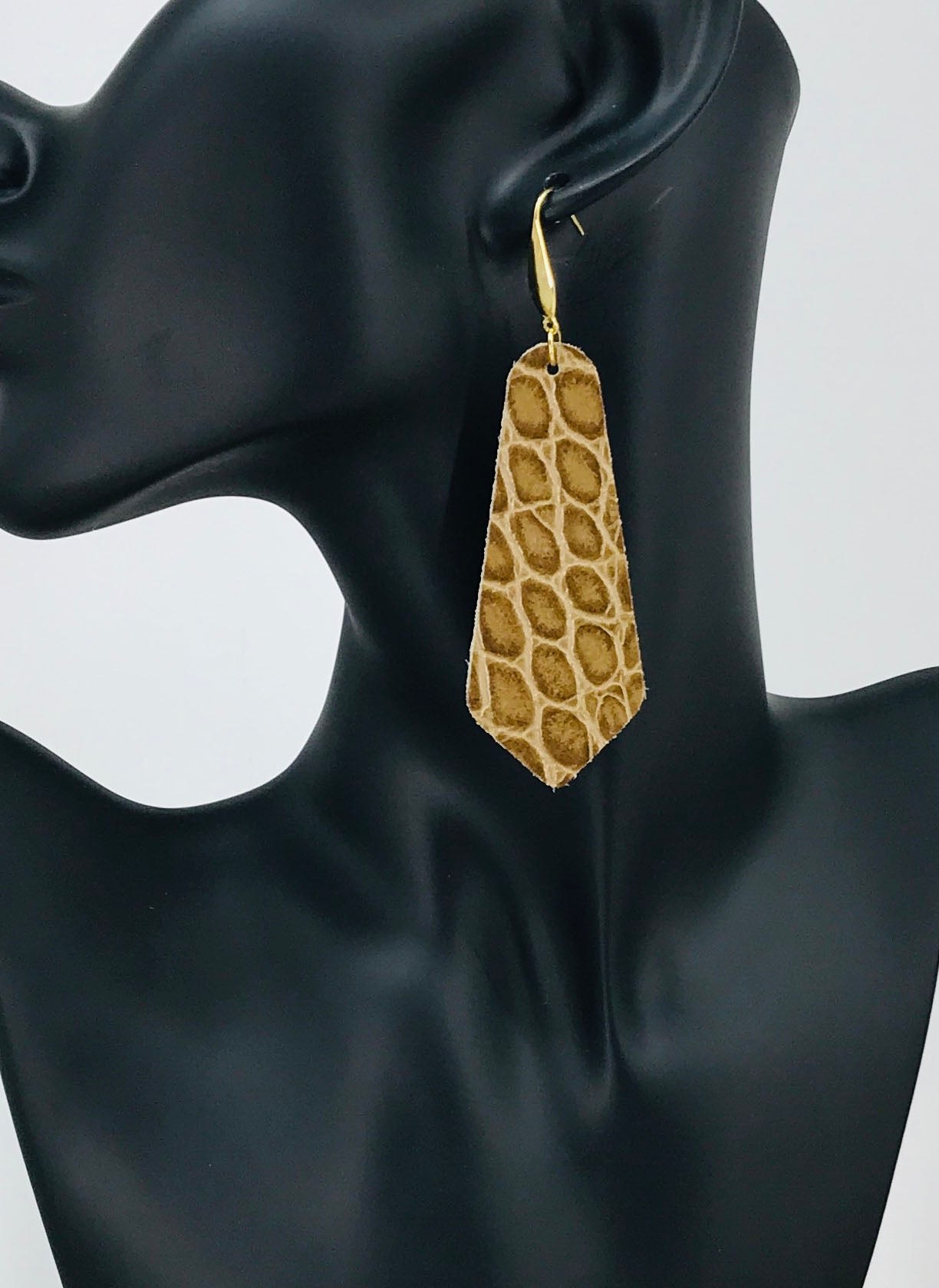 Mocha Alligator Statement Earrings