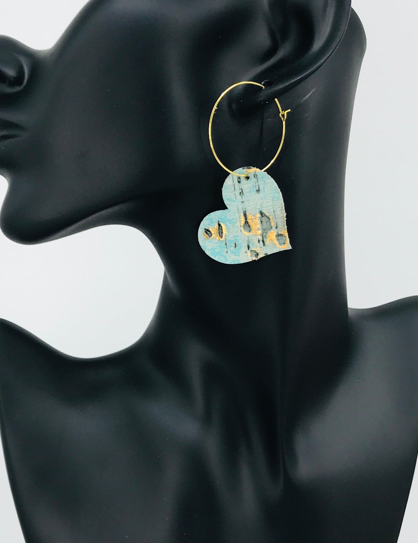 Moonlight Driftwood Embossed Leather Hoop Earrings - E19-2255