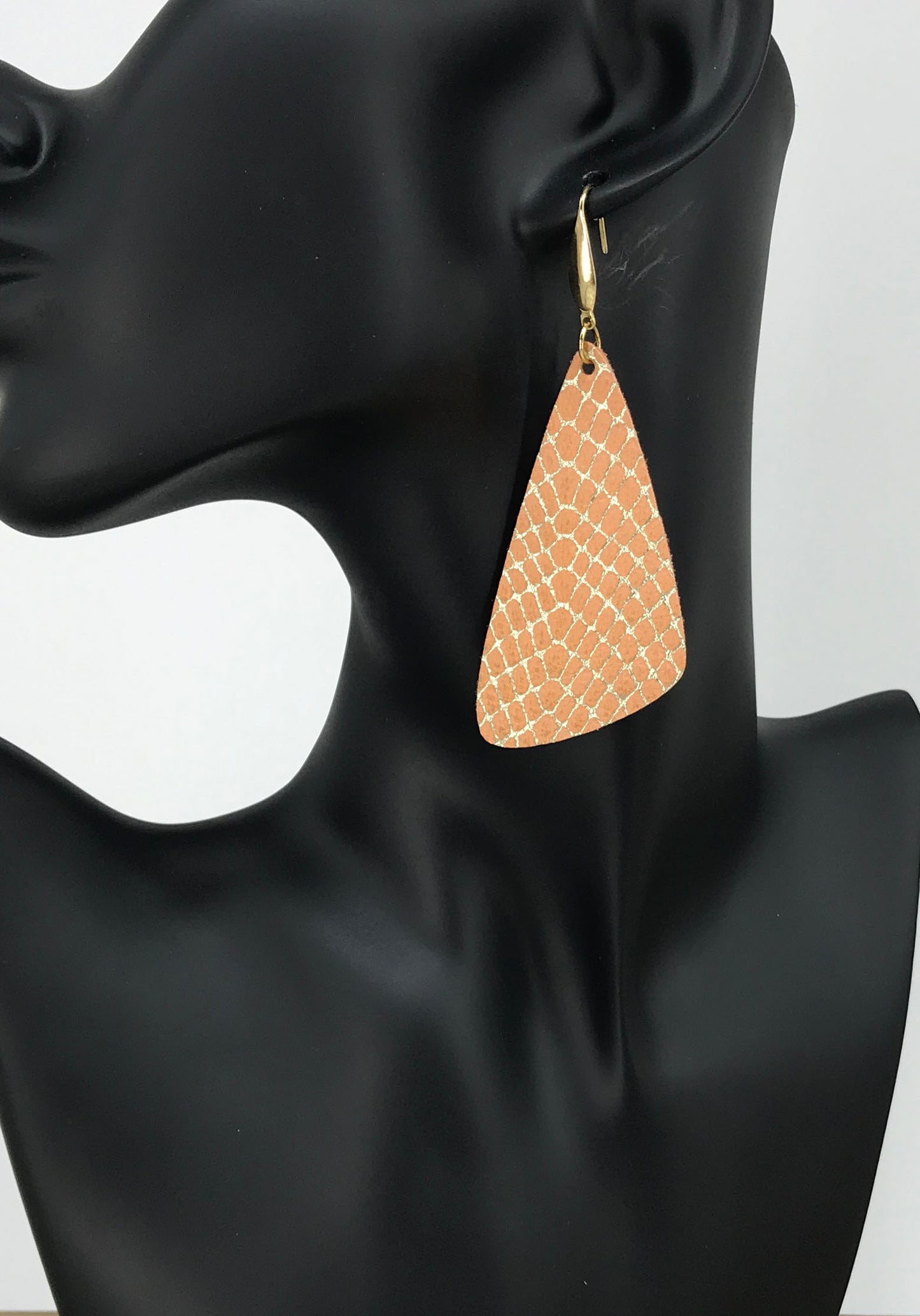 Apricot Gold Snake Leather Earrings - E19-2256