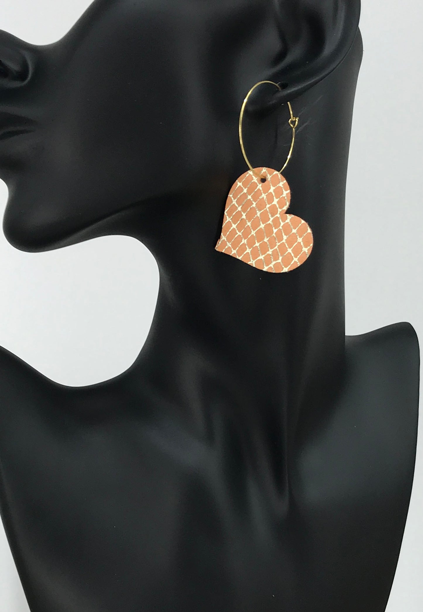 Apricot Gold Snake Leather Hoop Earrings - E19-2259