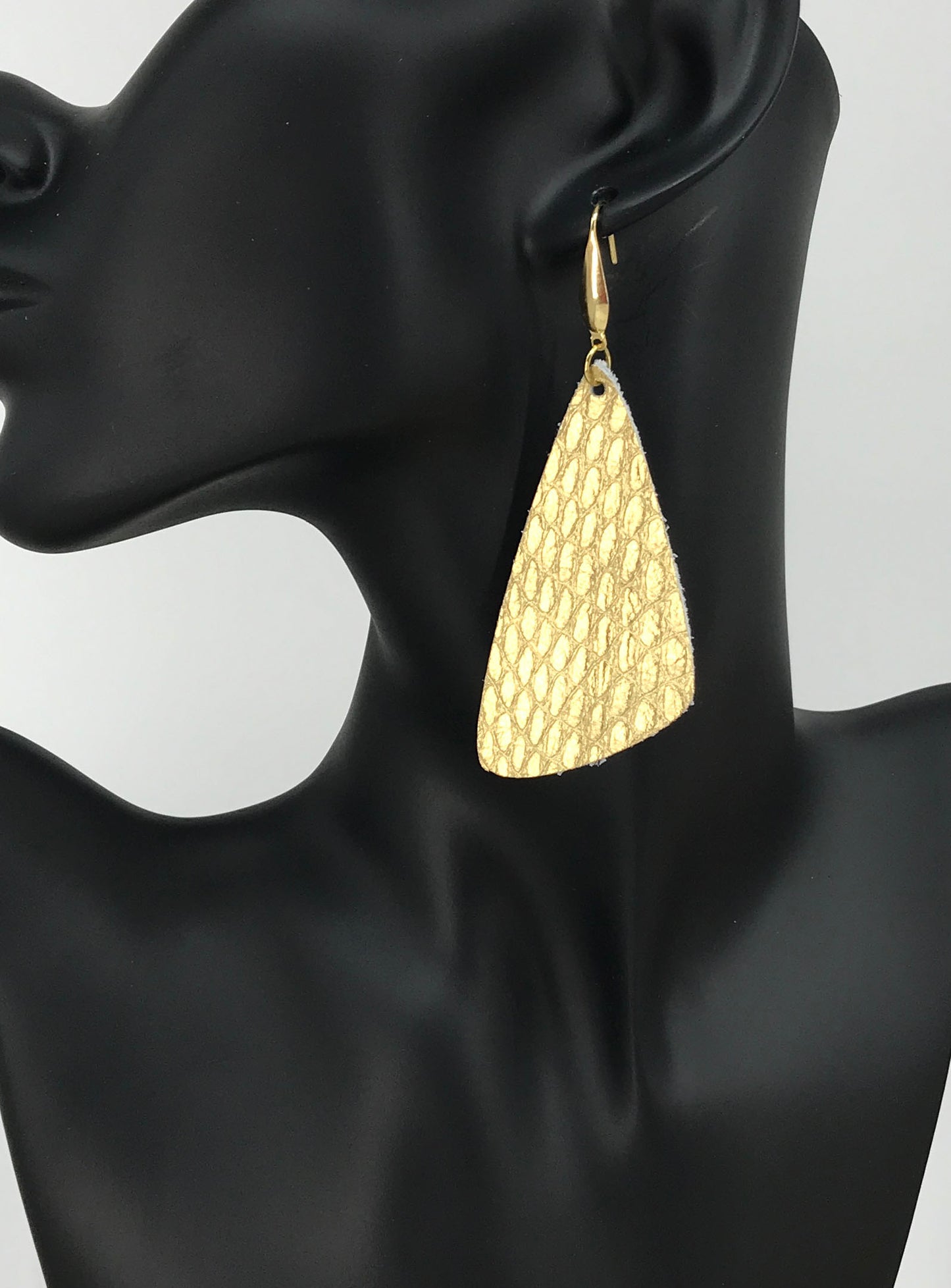 Gold Anaconda Leather Earrings - E19-2260