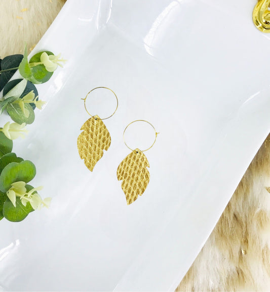 Gold Anaconda Leather Hoop Earrings - E19-2261