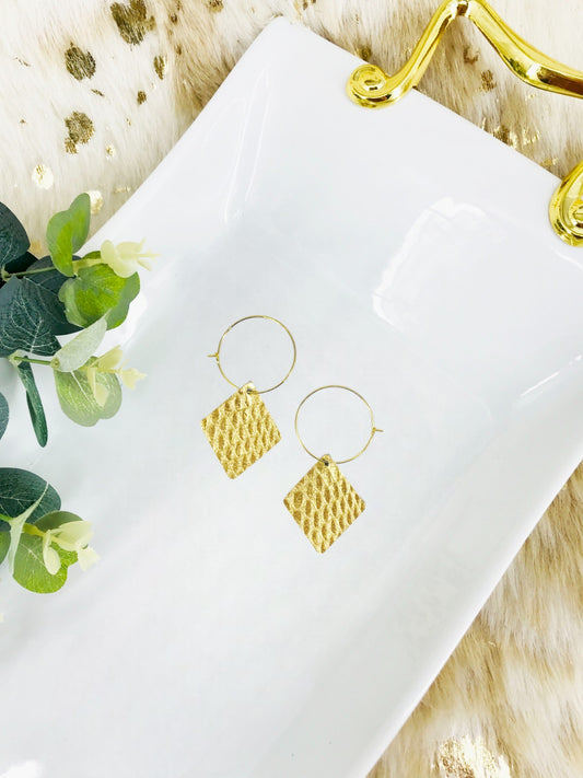 Gold Anaconda Leather Hoop Earrings - E19-2263
