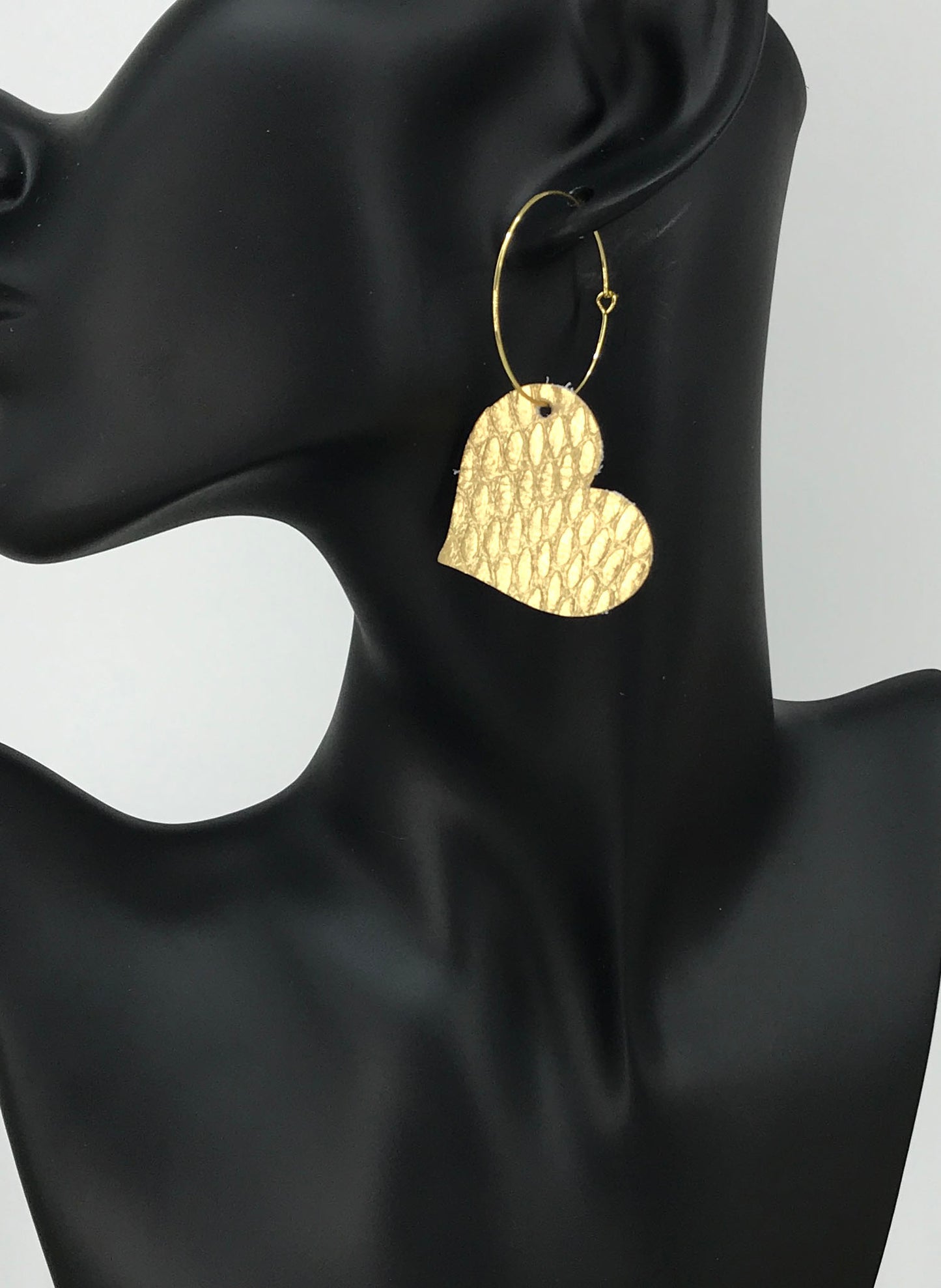 Gold Anaconda Leather Hoop Earrings - E19-2267